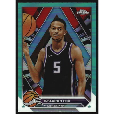 2023-24 Topps Chrome Aqua Refractors #117 De'Aaron Fox