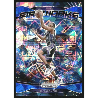 2024-25 Panini Prizm Fireworks Prizms Blue Ice #23 De'Aaron Fox