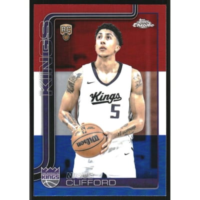 2025-26 Topps Chrome Red White and Blue Refractors #274 Nique Clifford