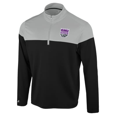 Sacramento Kings Antigua Hinder Quarter-Zip Pullover - Black/Gray