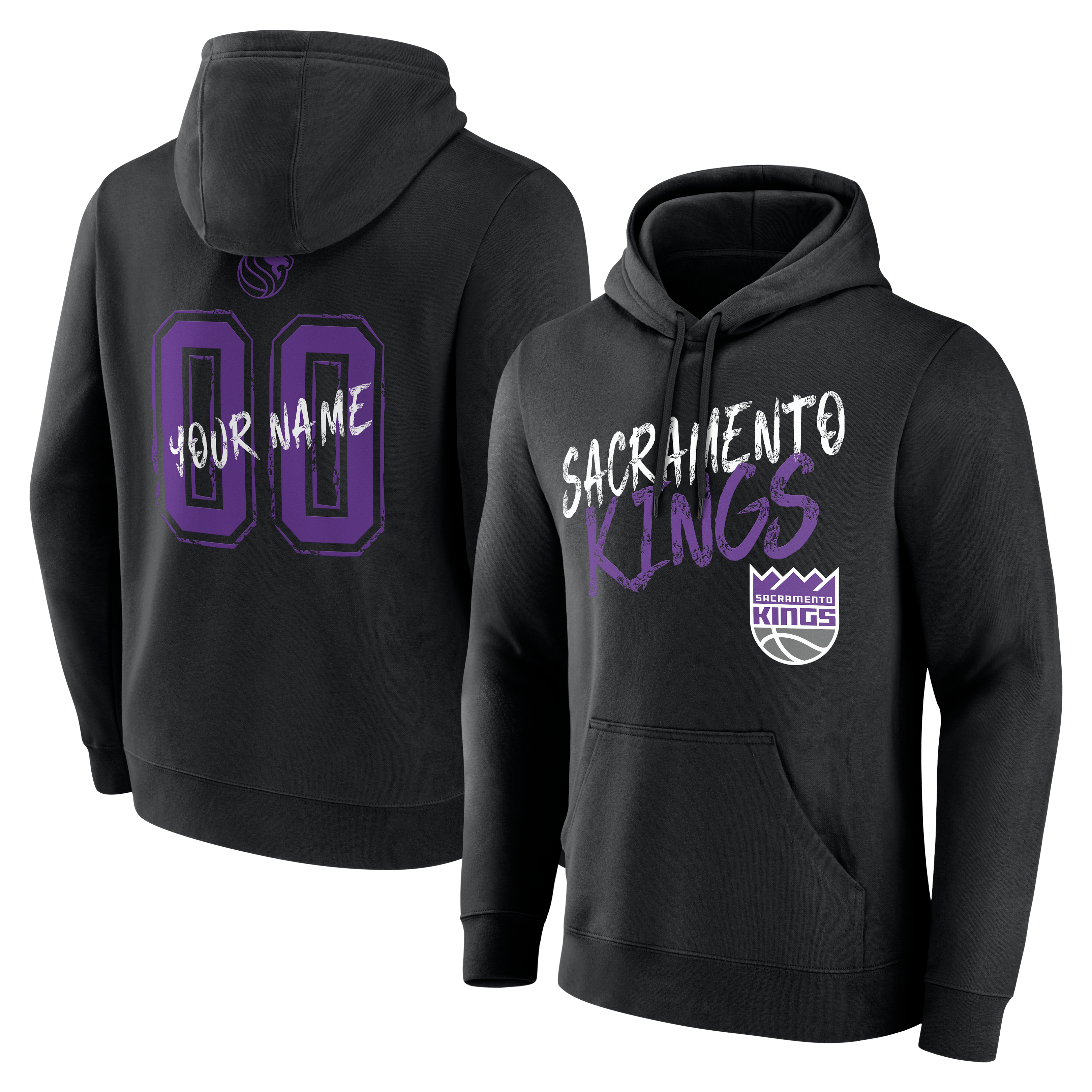 Sweat à capuche noir pour homme Sacramento Kings Hustle personnalisé avec nom et numéro