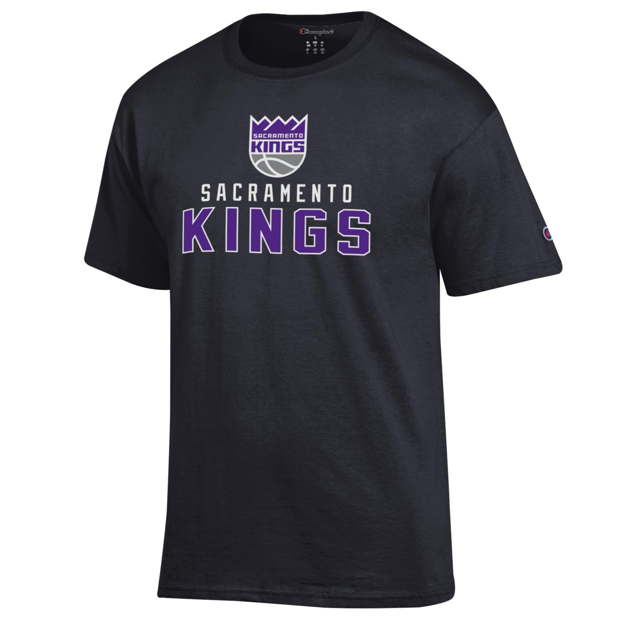 Men's Champion Black Sacramento Kings Jersey Cotton T-Shirt
