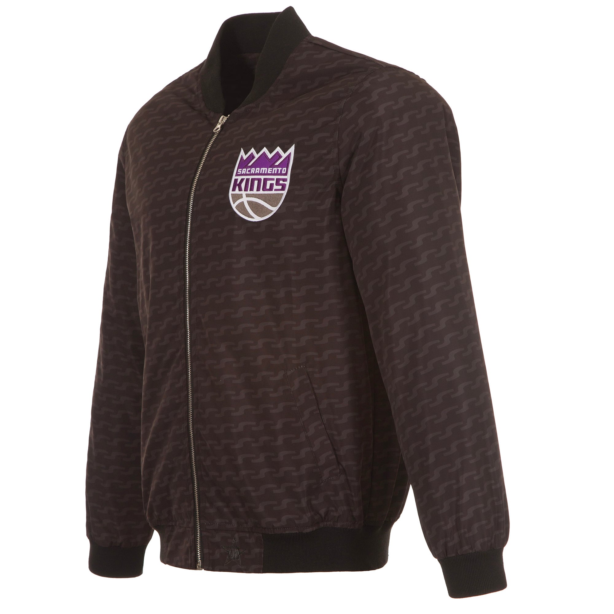 Men's JH Design Black Sacramento Kings Nylon Bomber Full-Zip Jacket