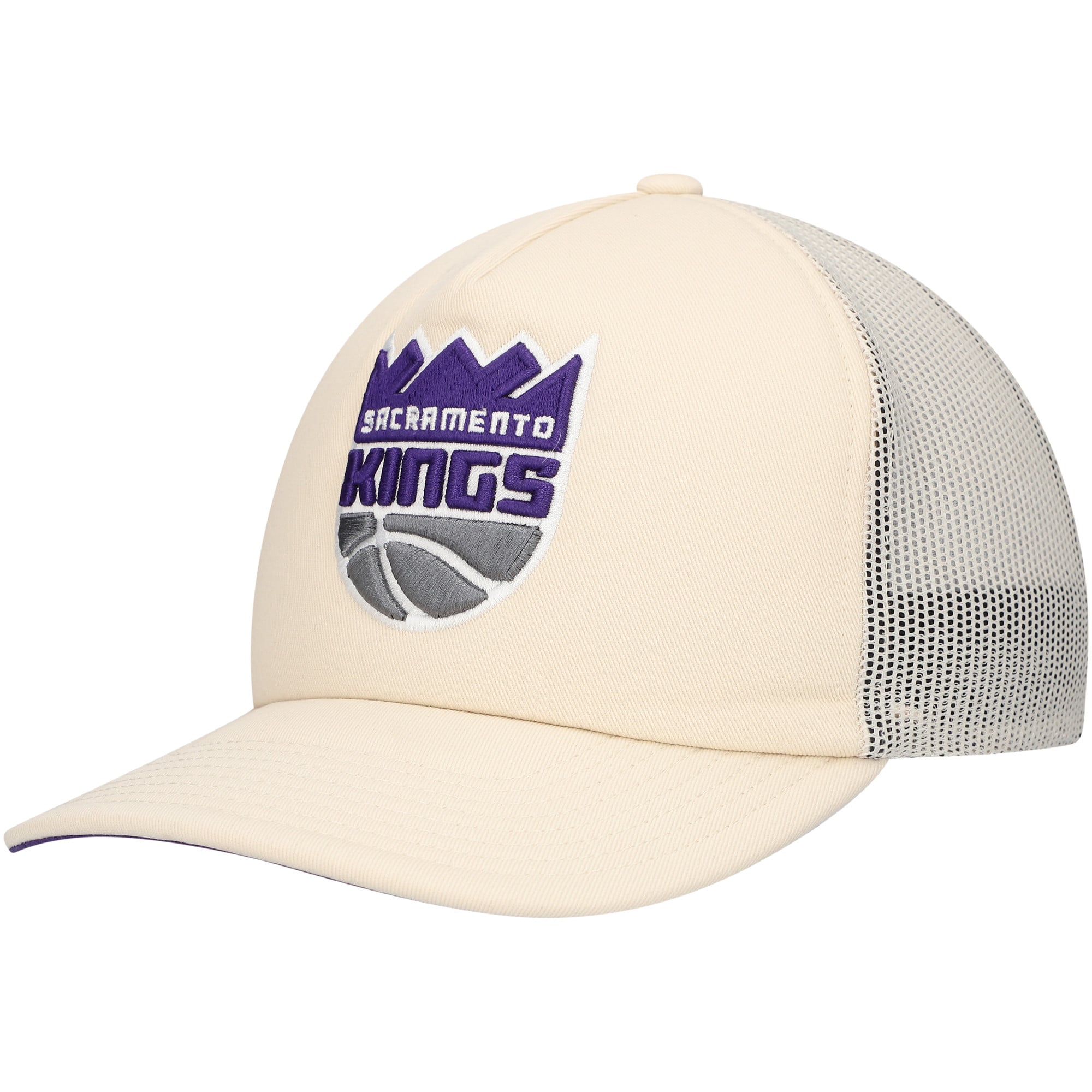 Men's Sacramento Kings Mitchell & Ness Cream Trucker Adjustable Hat
