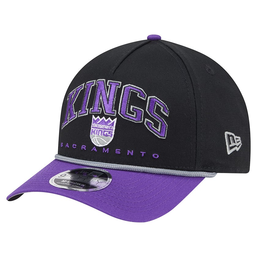 Men's Sacramento Kings New Era Black Bold Arch COOLERA 9FORTY A-Frame M-Crown Adjustable Hat