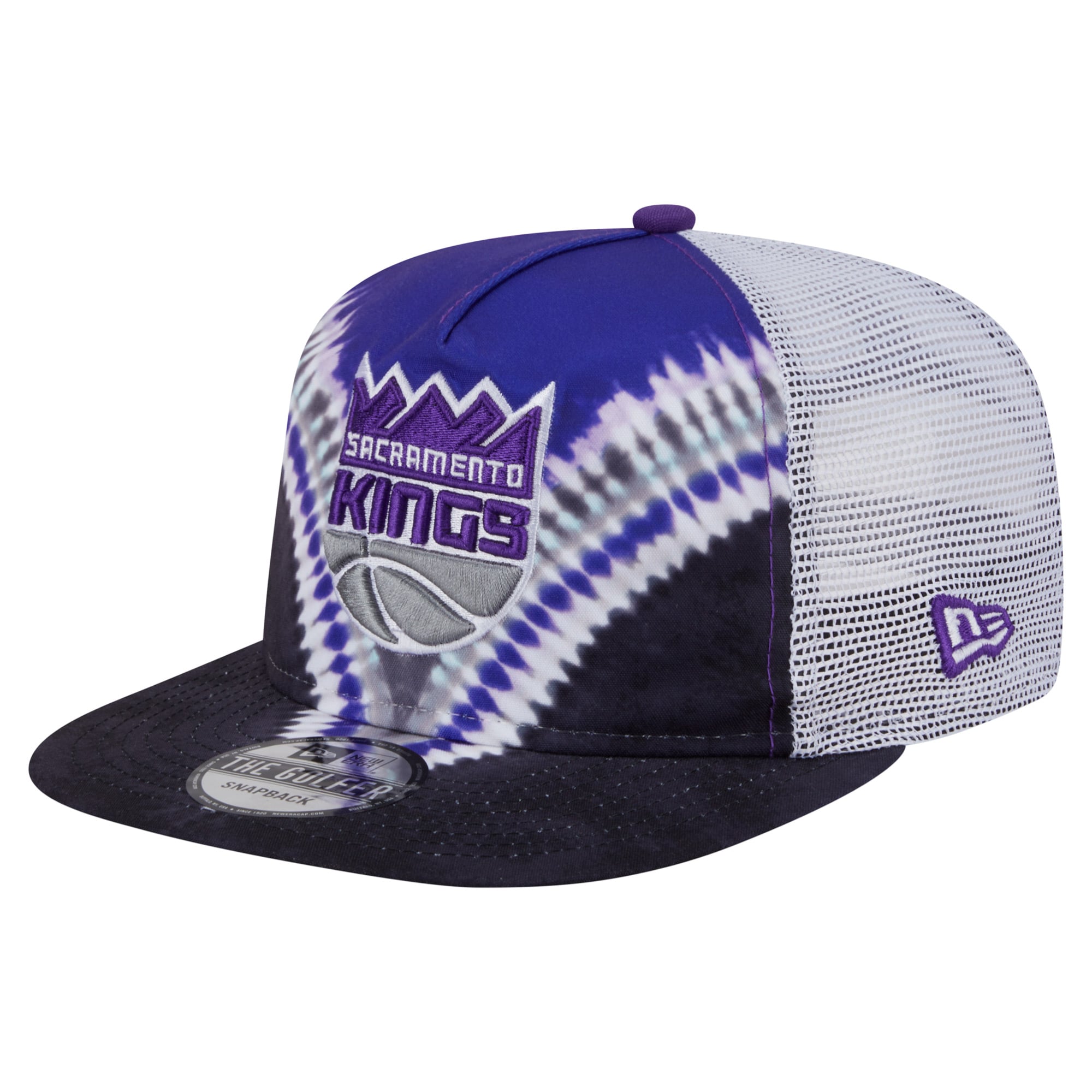 Men's Sacramento Kings New Era Black/Purple Throwback Dye Golfer Snapback Hat