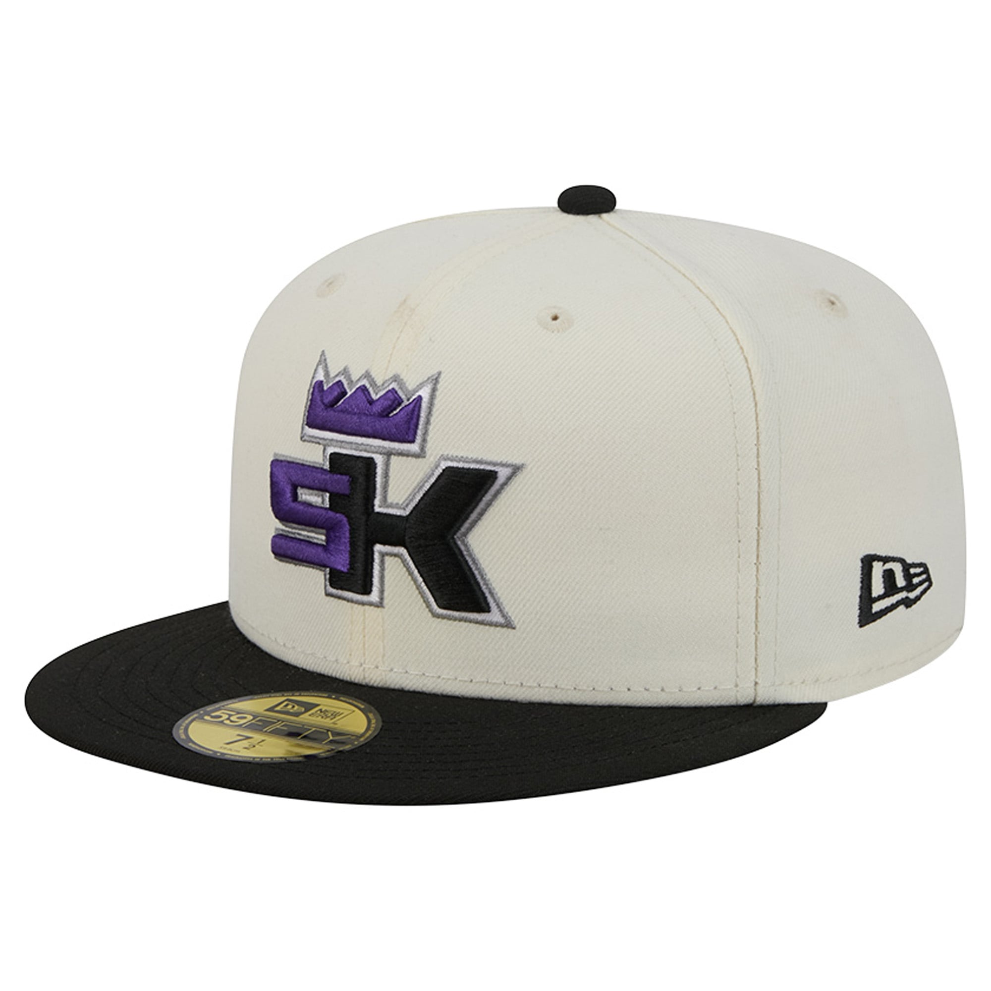 Men's New Era Cream/Black Sacramento Kings Deceptor 59FIFTY Fitted Hat