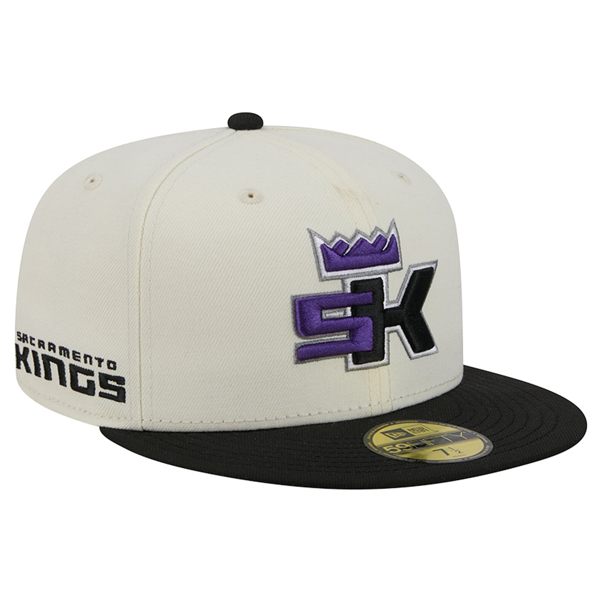 Men's New Era Cream/Black Sacramento Kings Deceptor 59FIFTY Fitted Hat