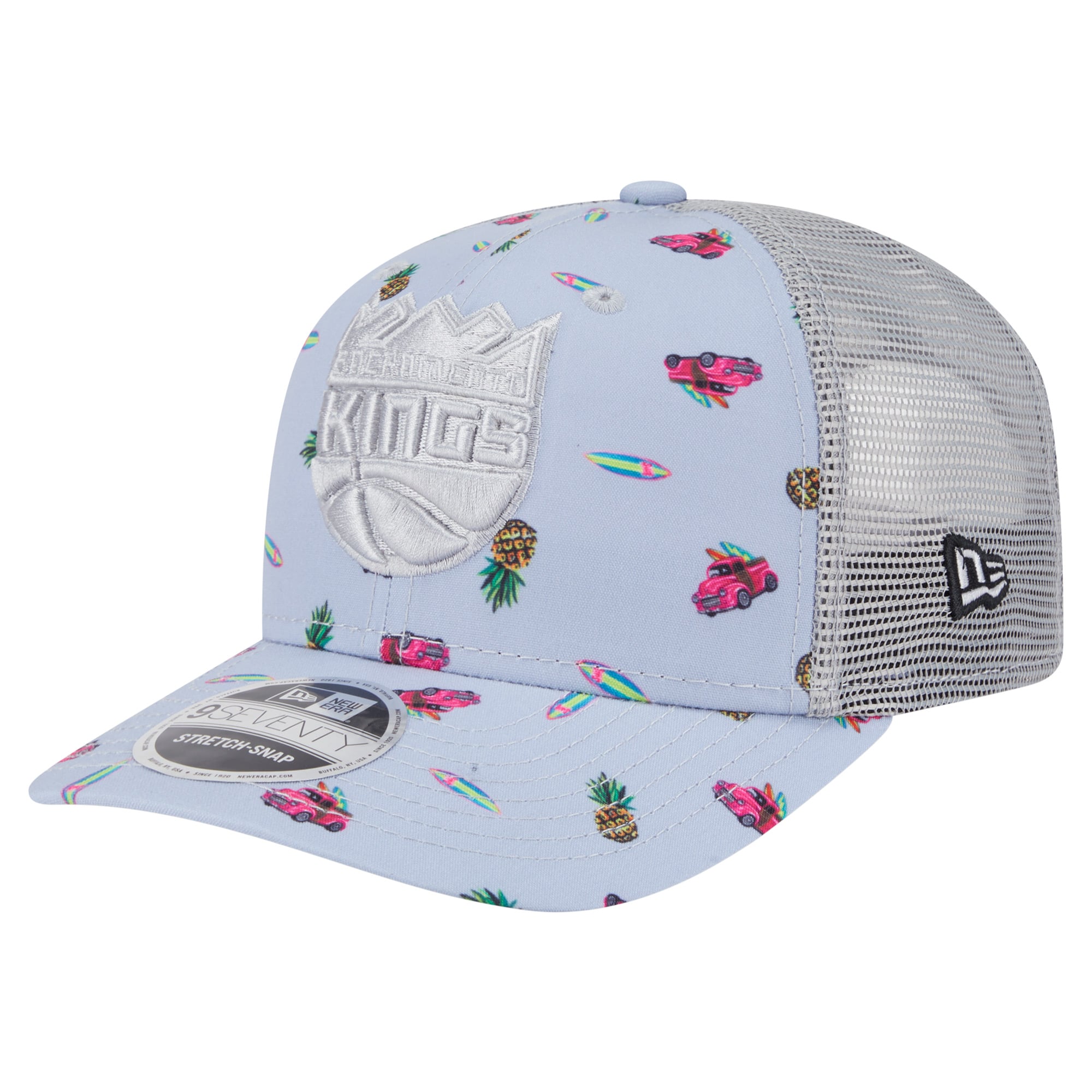 Men's Sacramento Kings New Era Light Blue/Gray Adventure Aloha Pattern 9SEVENTY Stretch-Snap Hat