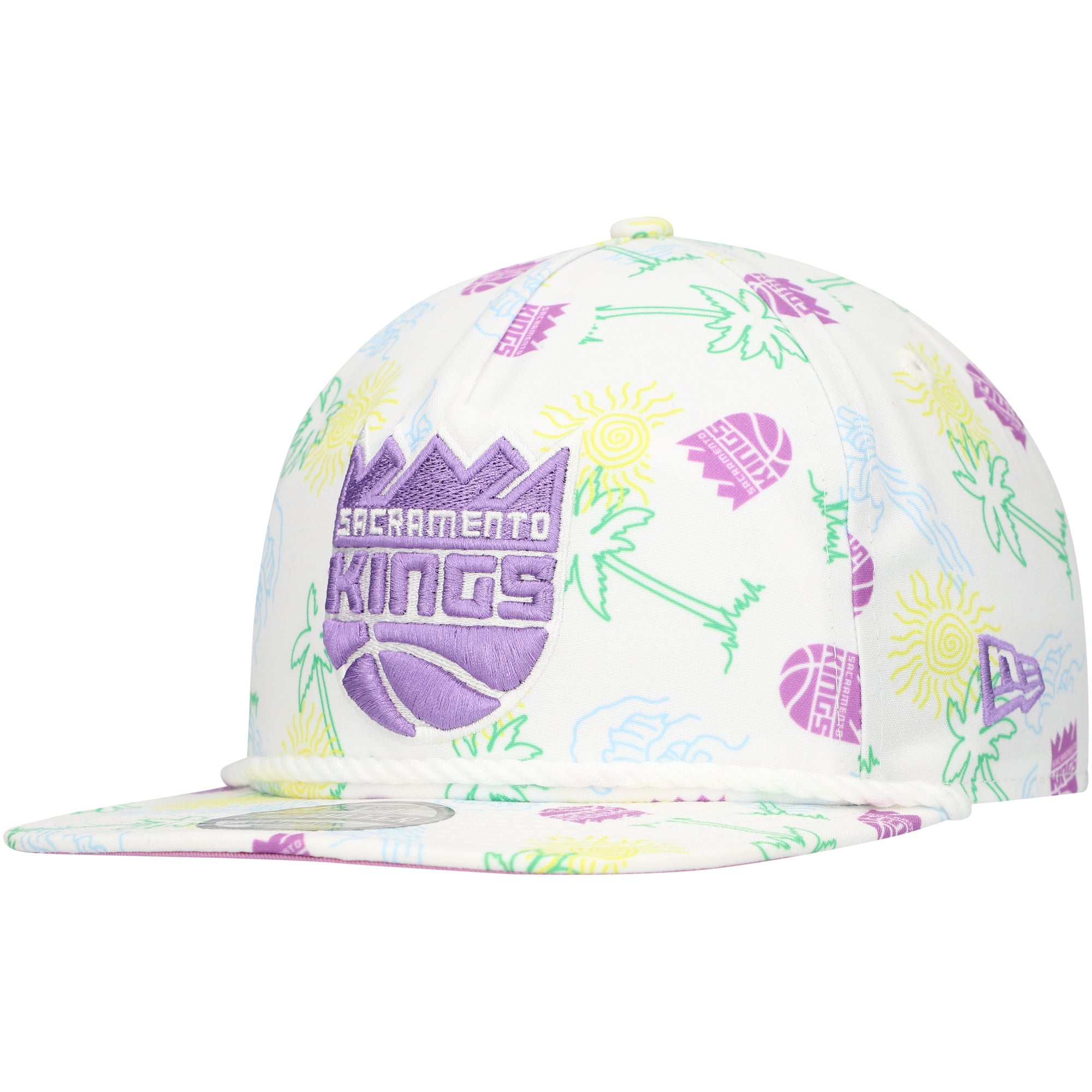 Men's Sacramento Kings New Era White Palm Trees and Waves Golfer Adjustable Hat