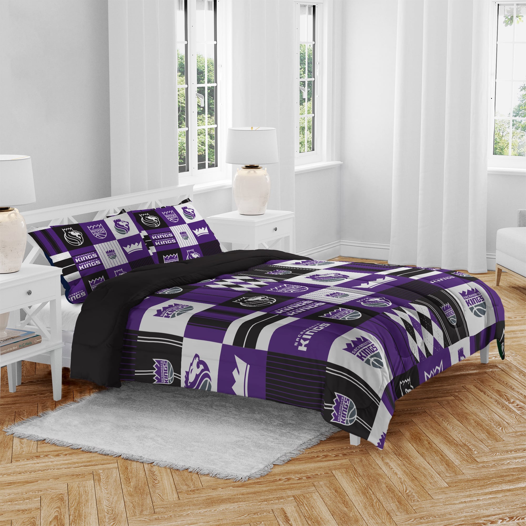 Ensemble de literie trois pièces Pegasus Sacramento Kings Patchwork Plaid pour lit double/queen