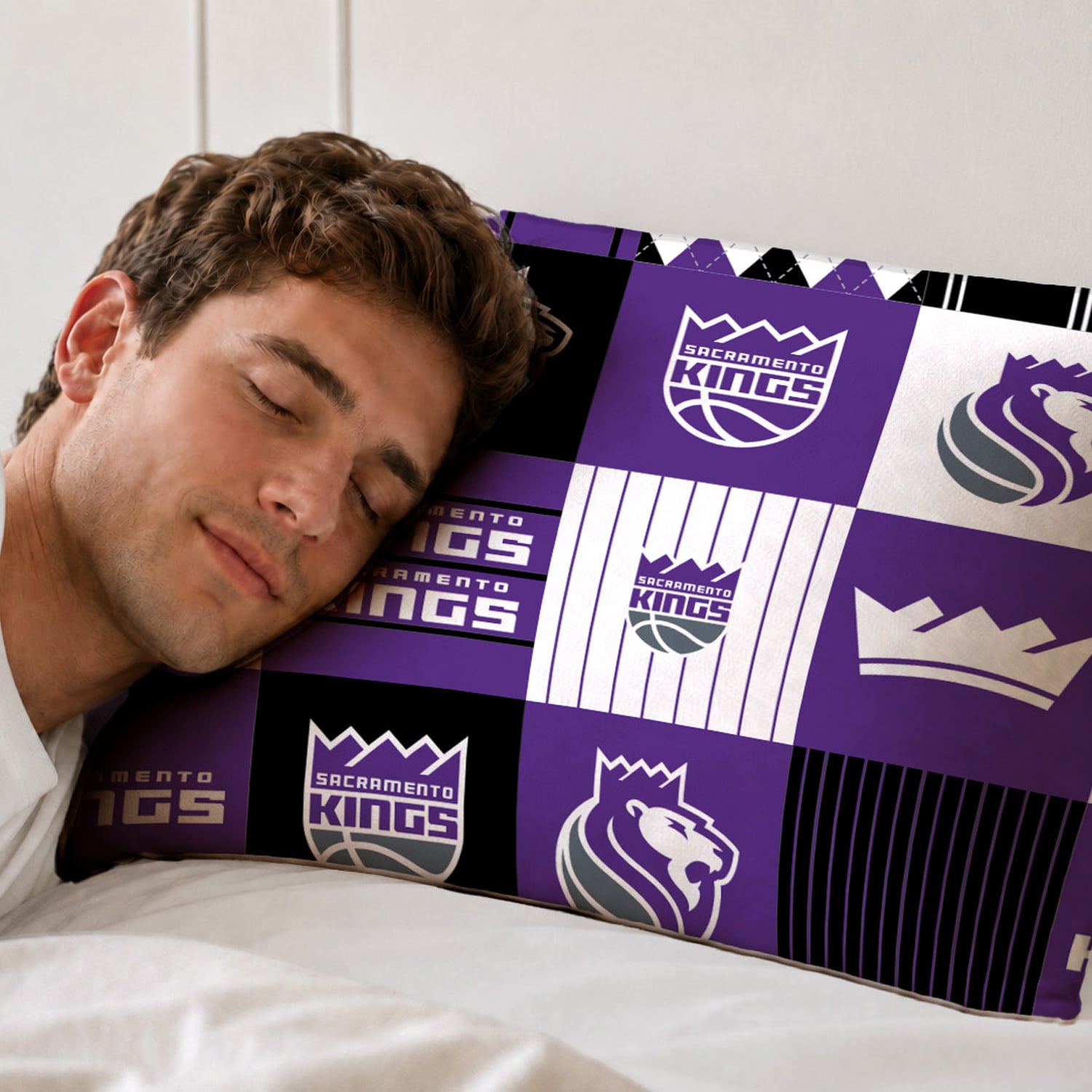 Ensemble de literie trois pièces Pegasus Sacramento Kings Patchwork Plaid pour lit double/queen