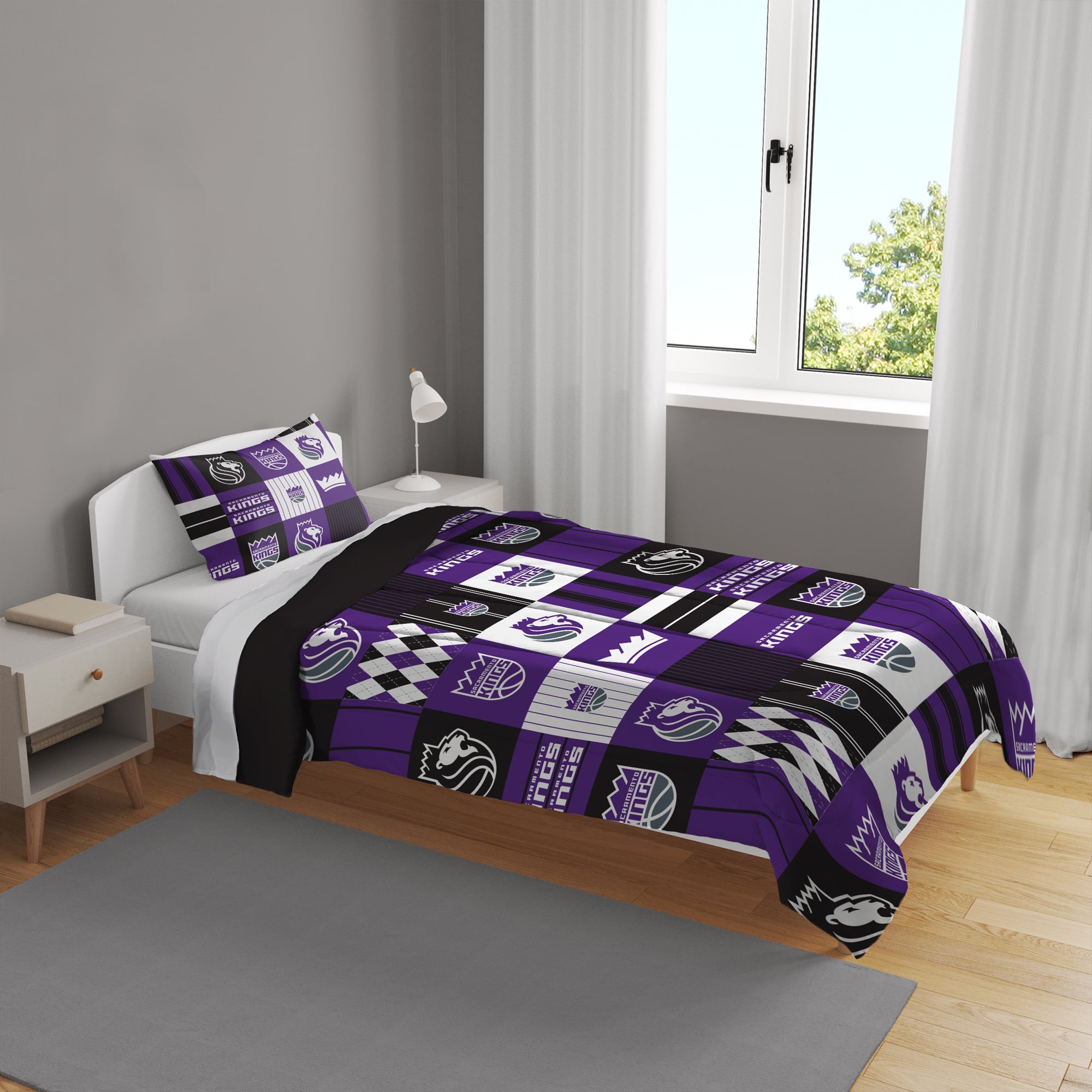 Ensemble de literie deux pièces Pegasus Sacramento Kings Patchwork Plaid pour lit simple/simple XL