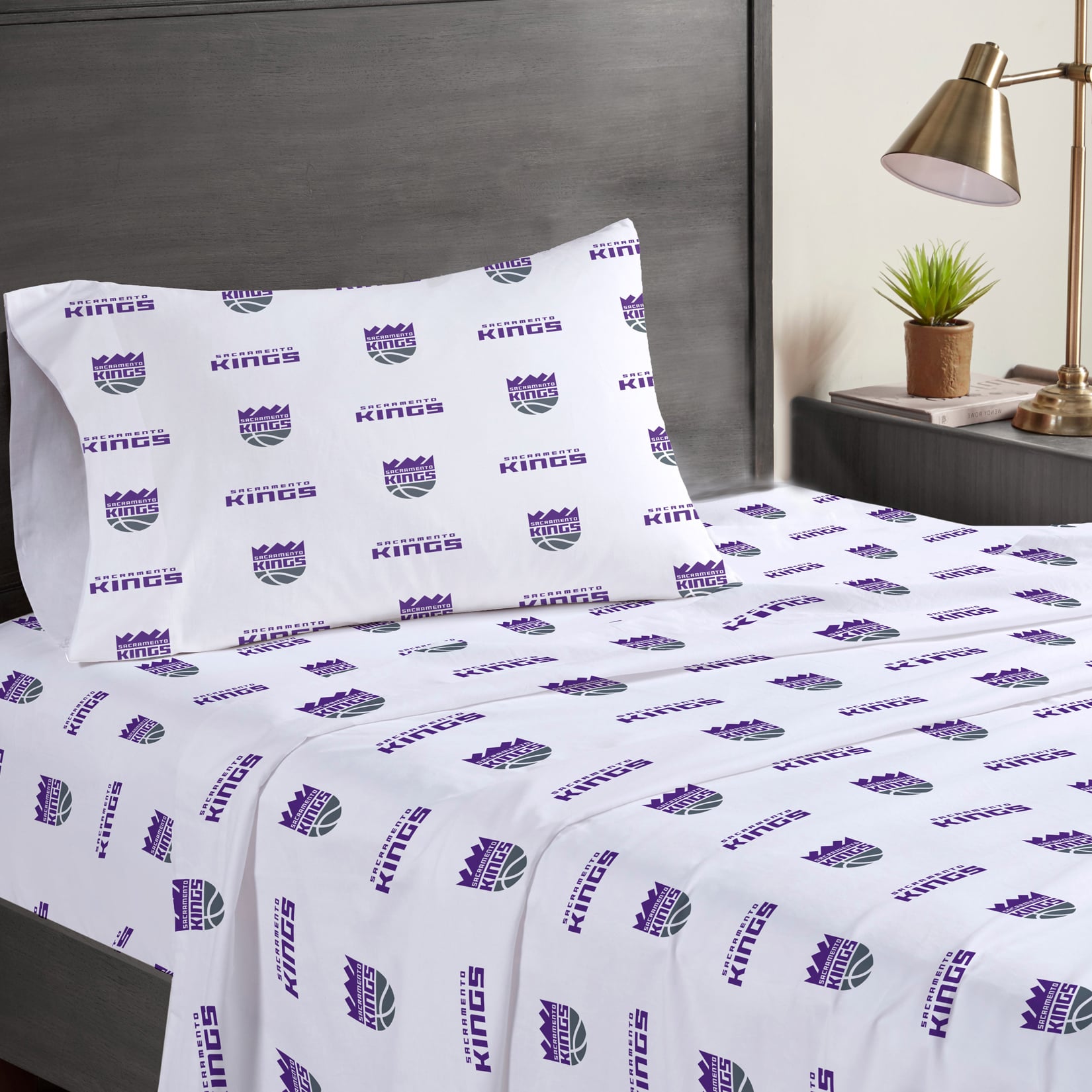 Ensemble de draps trois pièces Pegasus Sacramento Kings pour lit simple