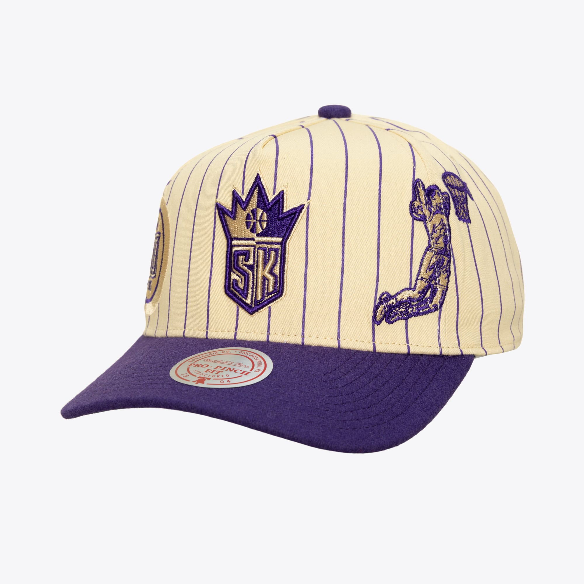 Sacramento Kings Cream/Purple Hardwood Classics Retro Roots Stripe Pro Pinch Snapback Hat