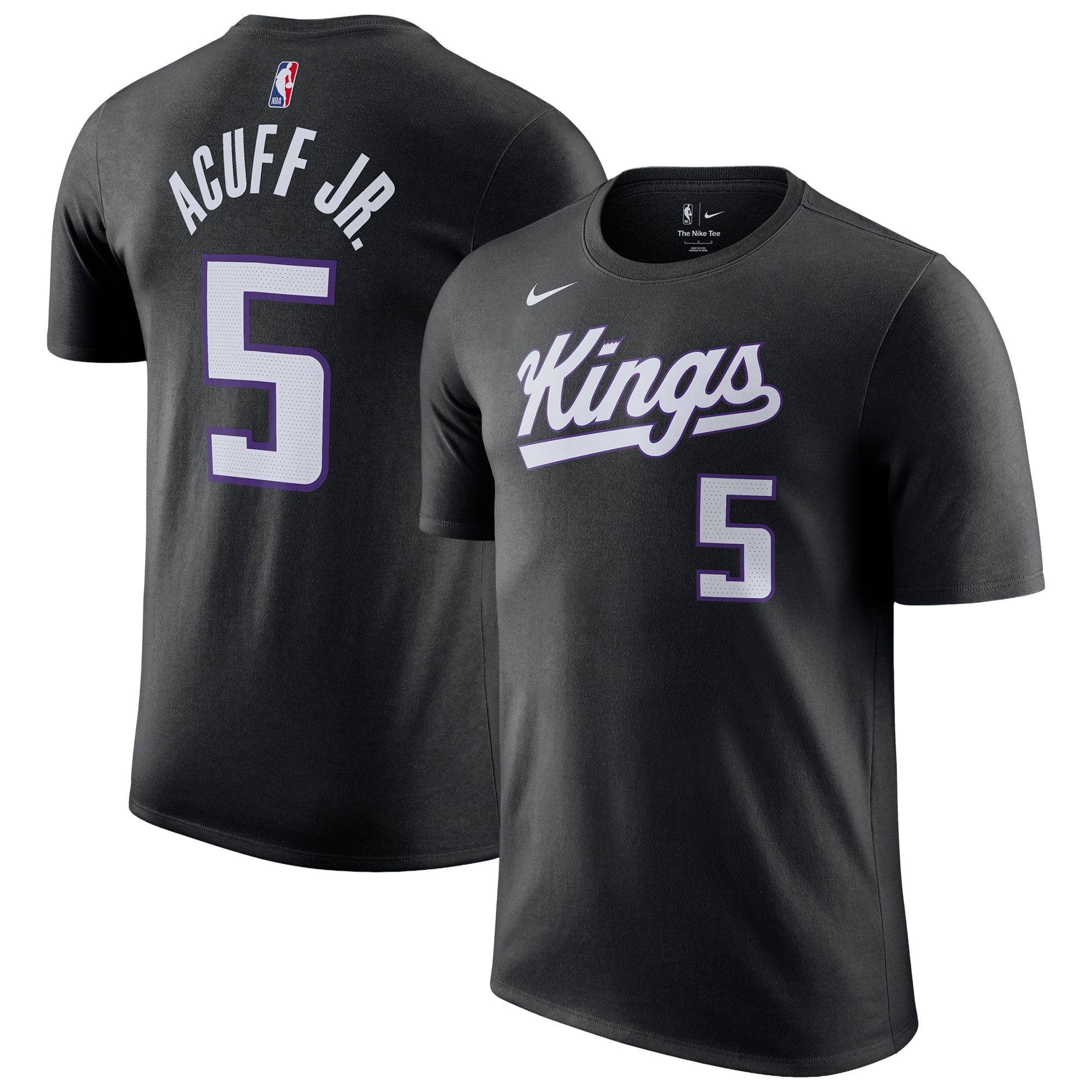 Unisex Nike Darius Acuff Jr. Black Sacramento Kings Icon Edition Name & Number T-Shirt