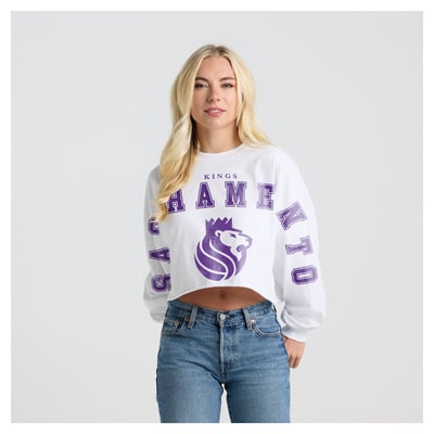 Sacramento Kings Fanatics Women's Spirit Jersey Cropped Long Sleeve T-Shirt - White