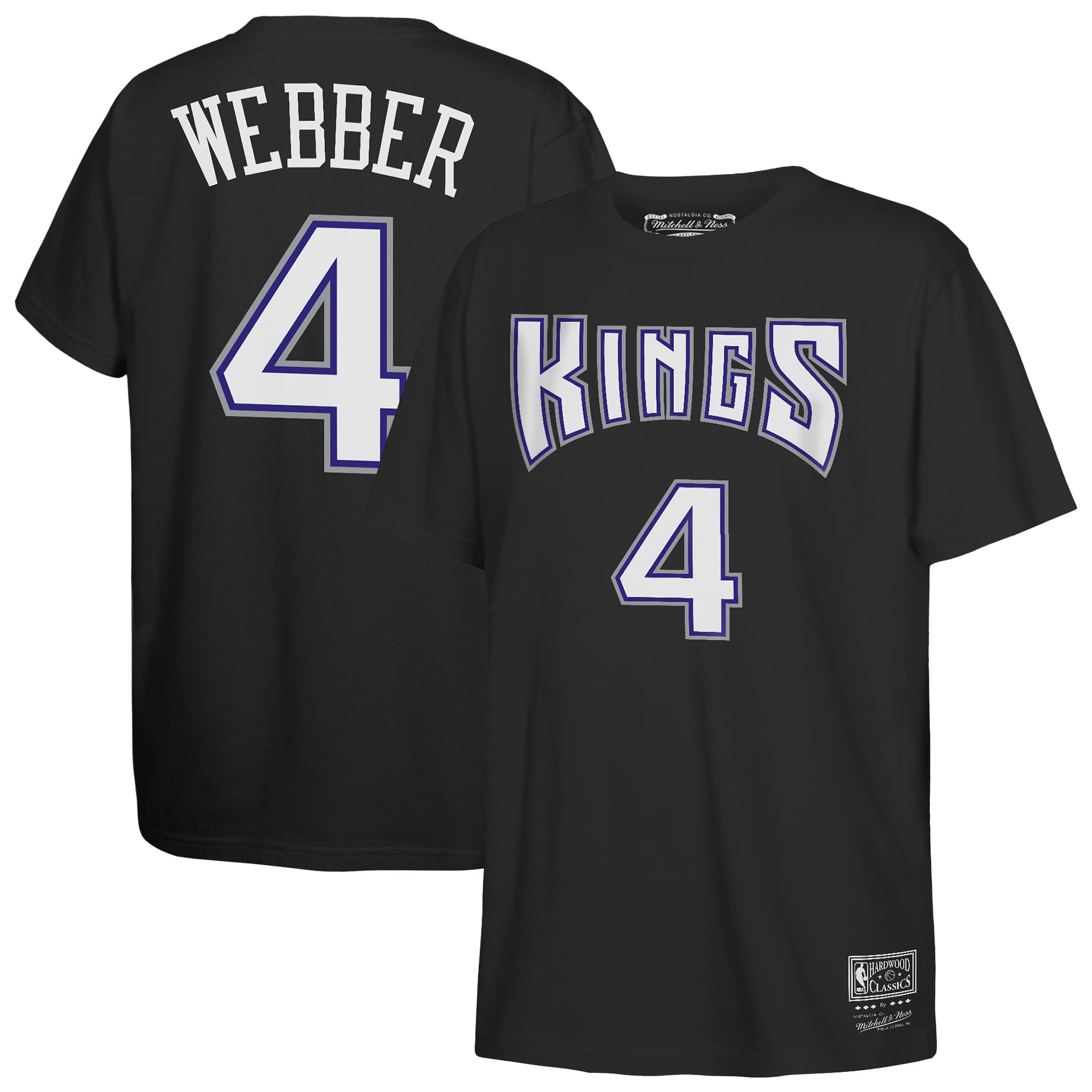 T-shirt Mitchell & Ness Chris Webber noir Sacramento Kings Hardwood Classics pour jeunes, avec nom et numéro