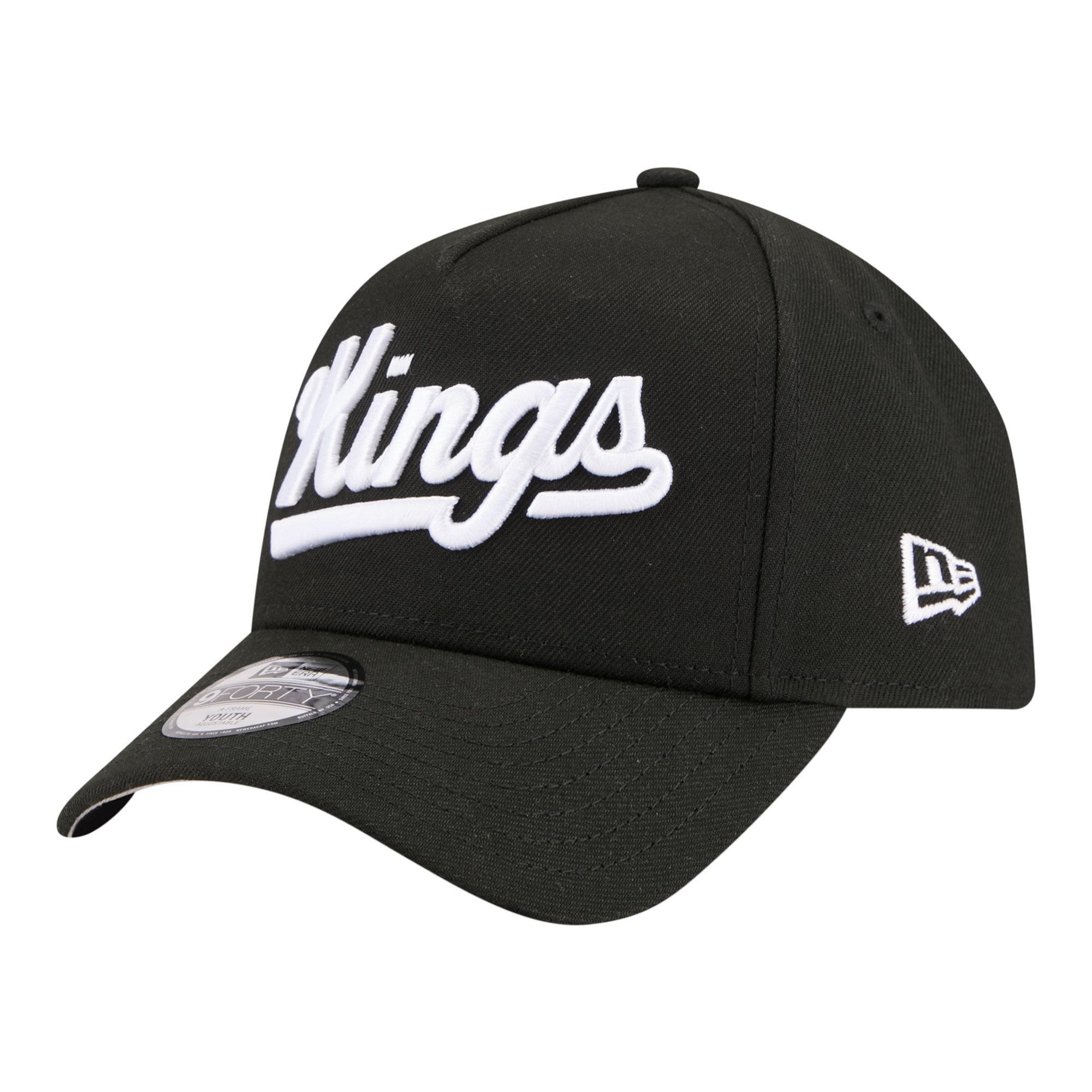 Youth Sacramento Kings New Era Black 9FORTY A-Frame Adjustable Hat