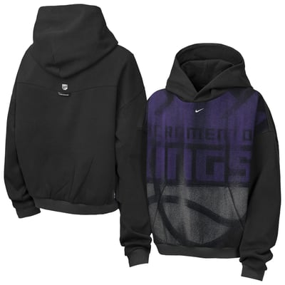  Sacramento Kings Nike Youth 2026 Standard Issue Practice Icon Fleece Pullover Hoodie - Black