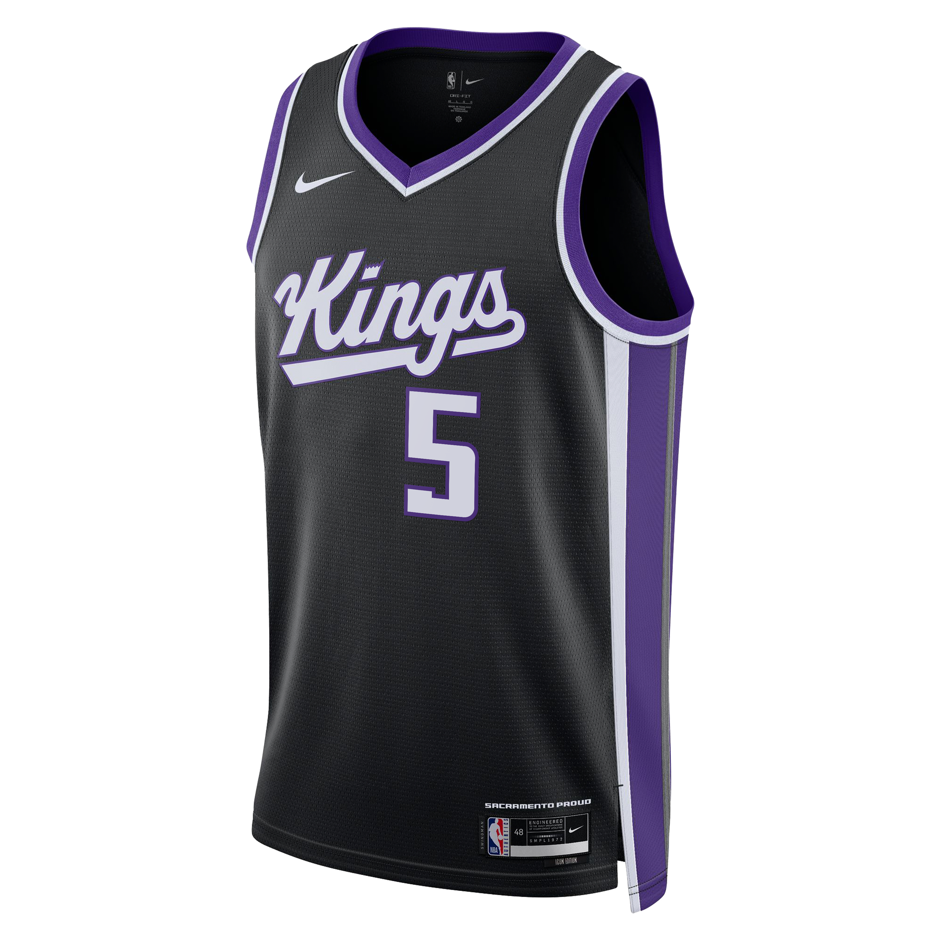 Maillot Swingman Nike Darius Acuff Jr. noir Sacramento Kings pour enfant - Édition Icon