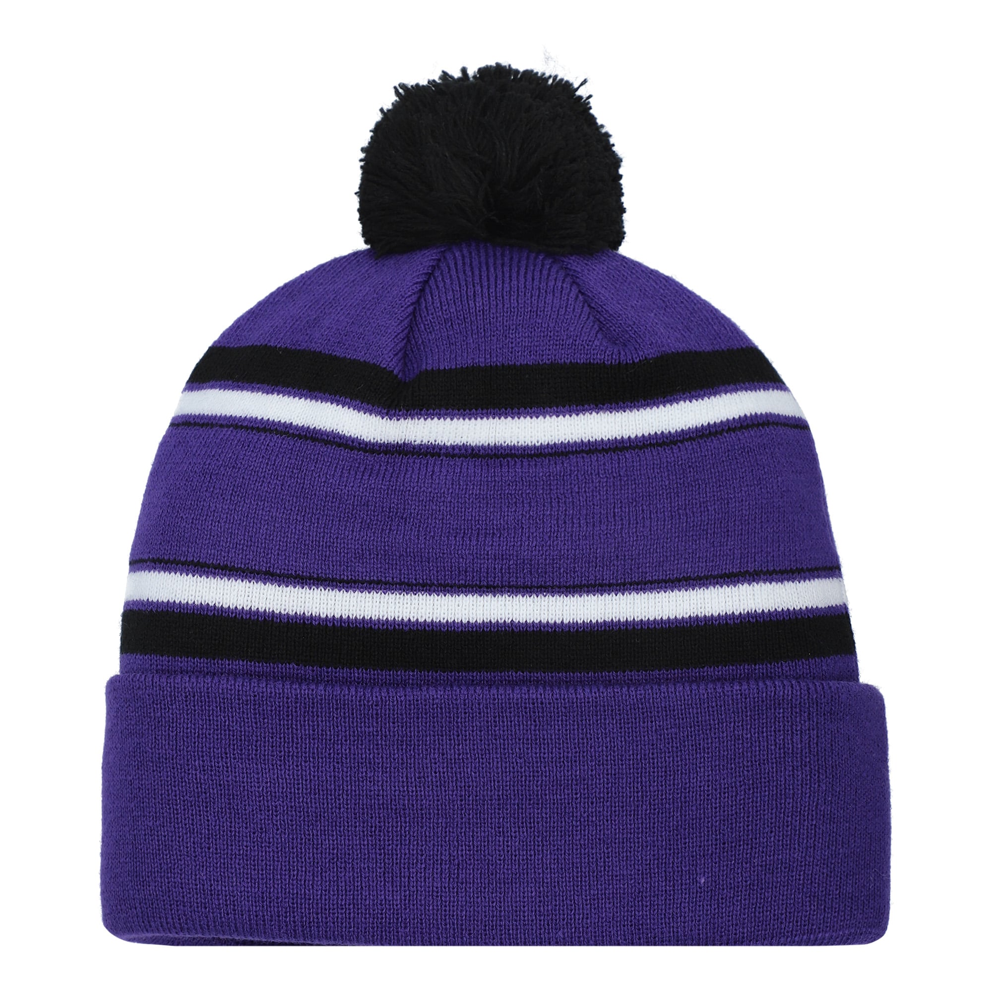 Bonnet en tricot à revers jacquard violet Sacramento Kings pour jeunes avec pompon