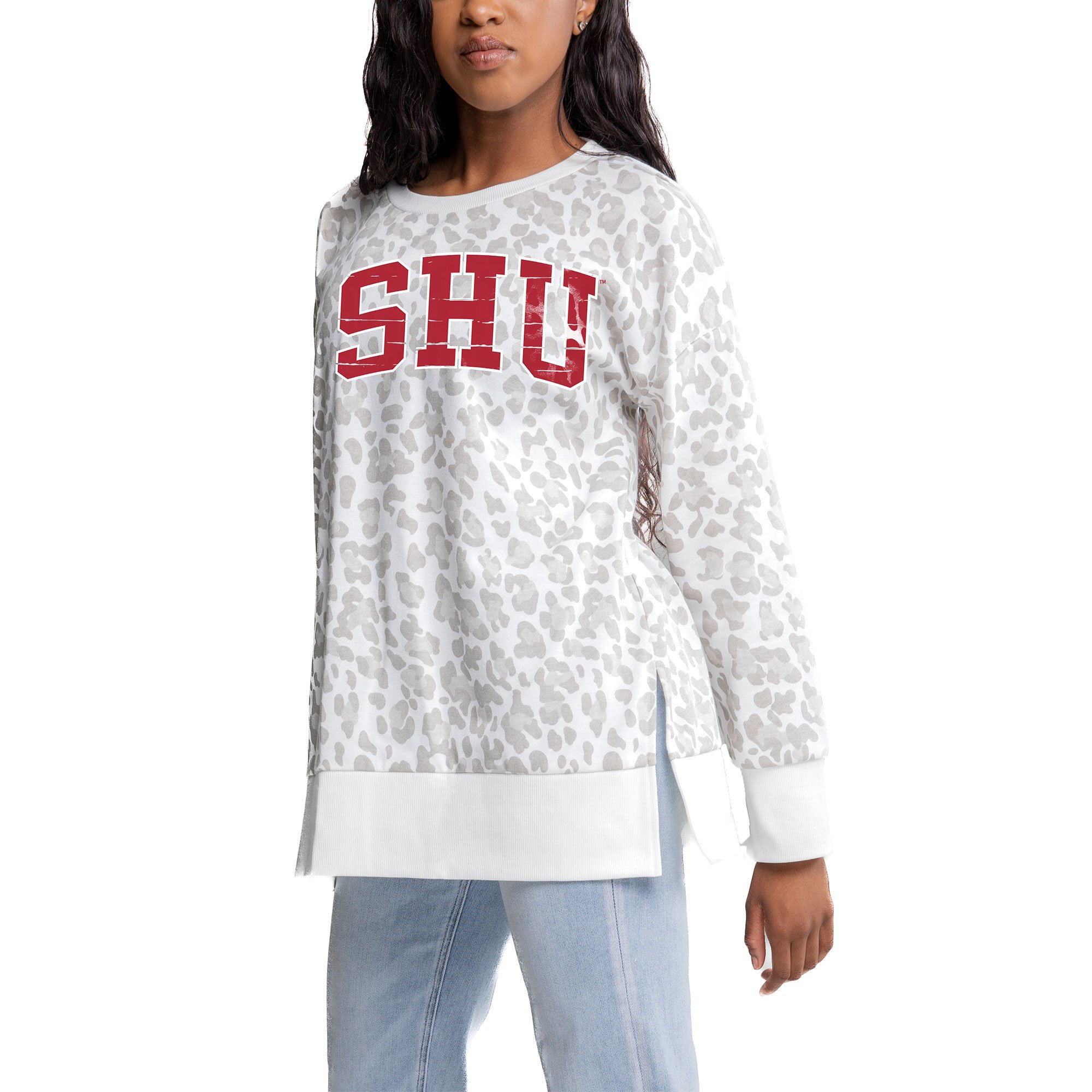 Sacred Heart Pioneers Gameday Couture Women's Side-Slit French Terry  Crewneck Sweatshirt - Gray