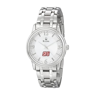  Saint Francis Red Flash Bulova Stainless Steel Quartz Watch - Silver