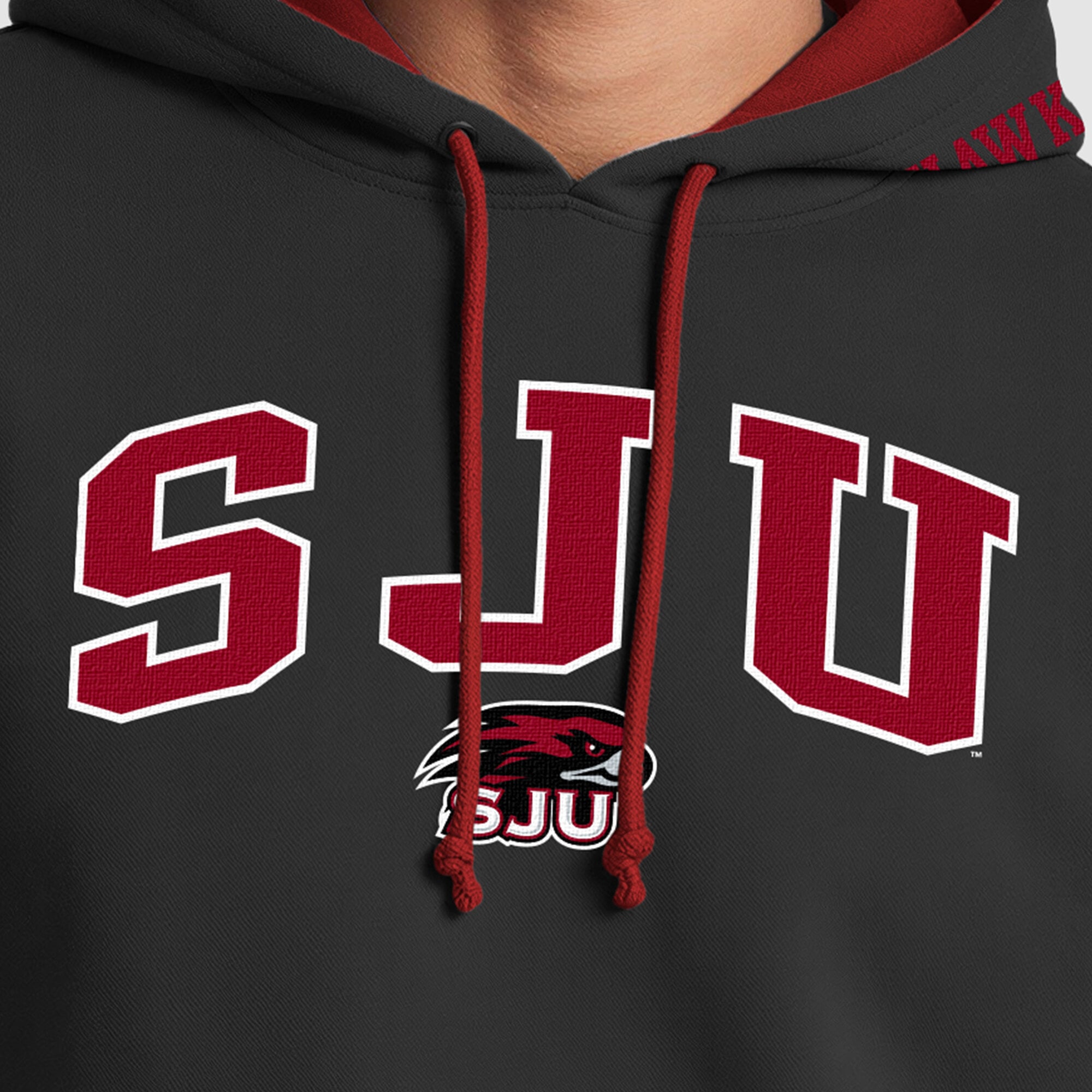 Sweat à capuche contrasté Champion noir/cramoisi Saint Joseph's Hawks pour homme