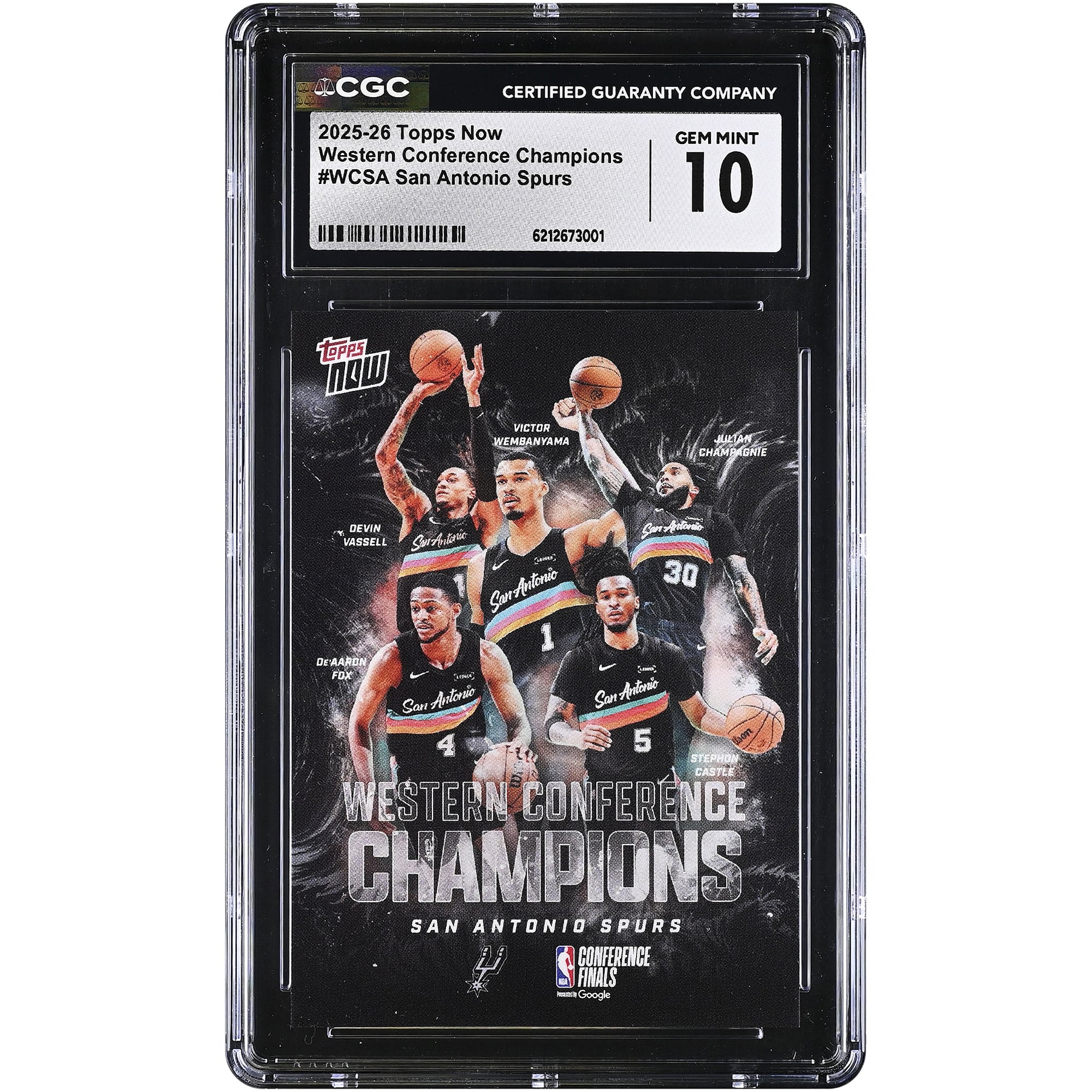 San Antonio Spurs 2025-26 Topps Now Champions de la Conférence Ouest #WCSA Authentifié CGC État neuf (10 cartes)