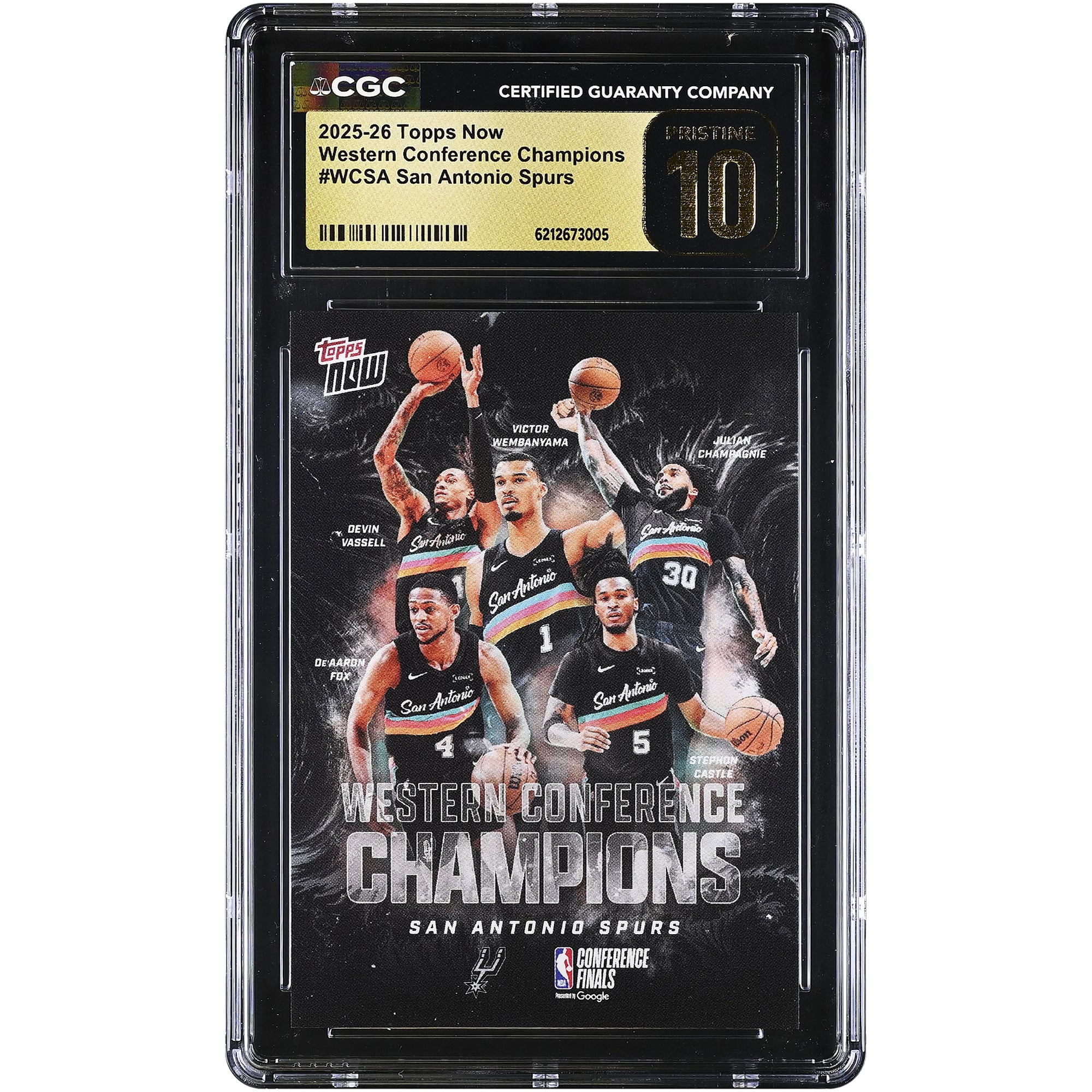 San Antonio Spurs 2025-26 Topps Now Champions de la Conférence Ouest #WCSA Authentifié CGC PRISTINE 10