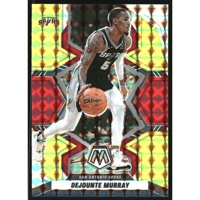 2021-22 Panini Mosaic Mosaic Choice Fusion Red and Yellow #154 Dejounte Murray