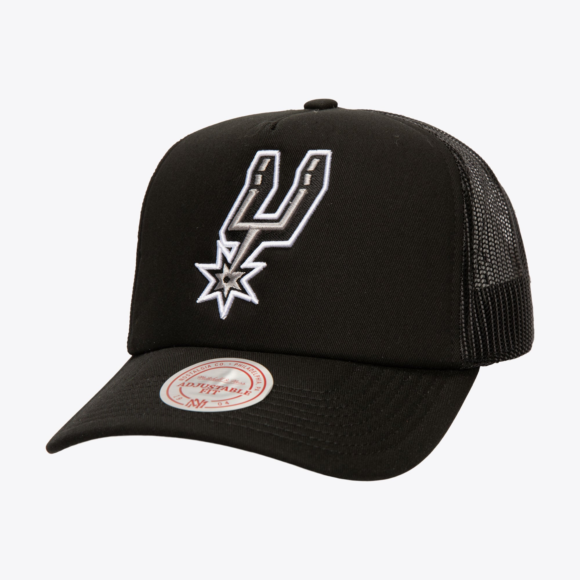 Black San Antonio Spurs Core Evergreen Trucker Adjustable Hat