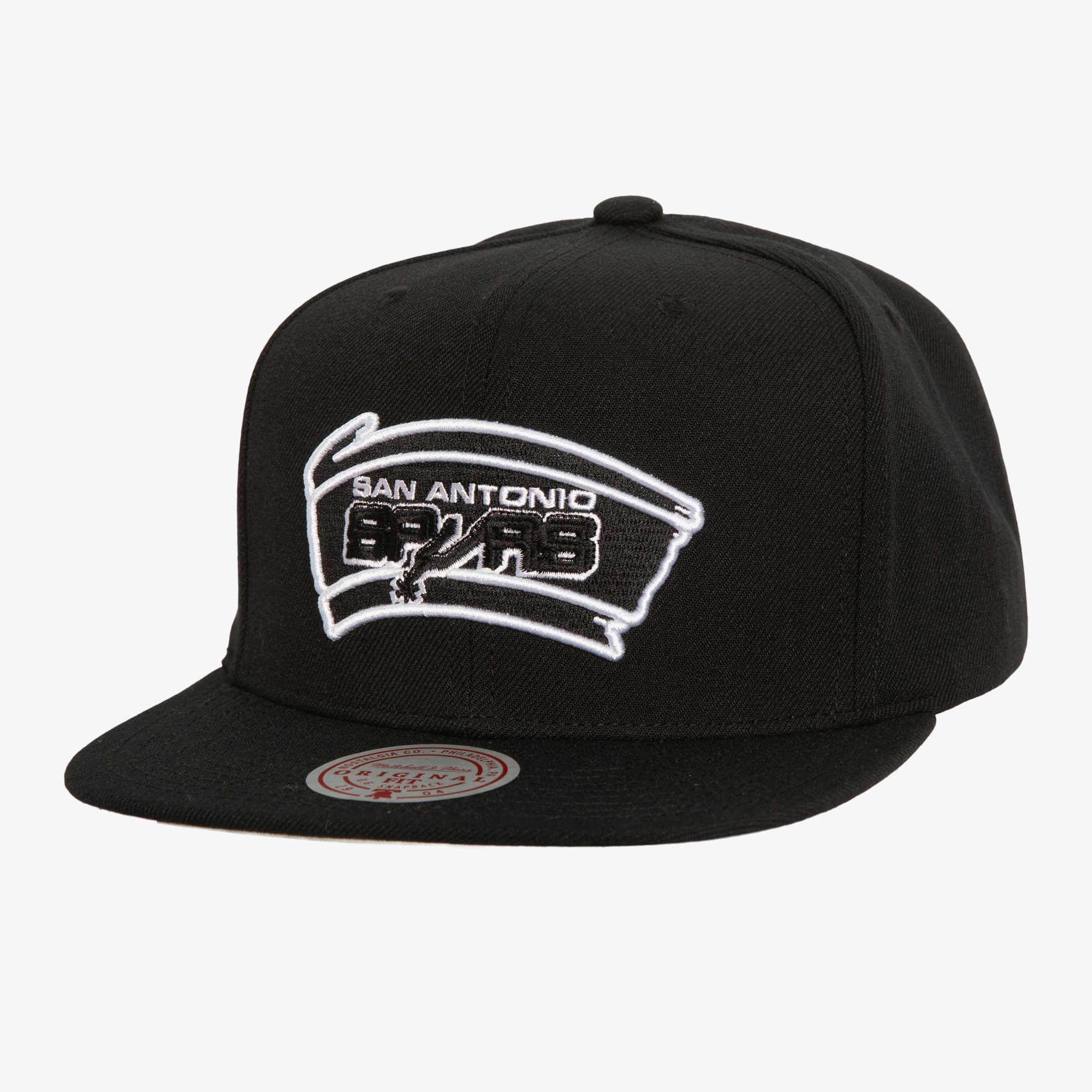 Black/White San Antonio Spurs Hardwood Classics Evergreen OG Snapback Hat