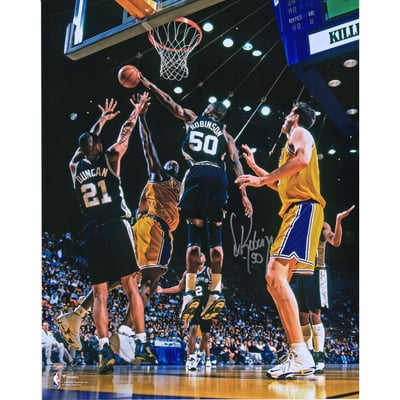 David Robinson San Antonio Spurs Fanatics Authentic Autographed 16" x 20" Block vs. Los Angeles Lakers Photograph