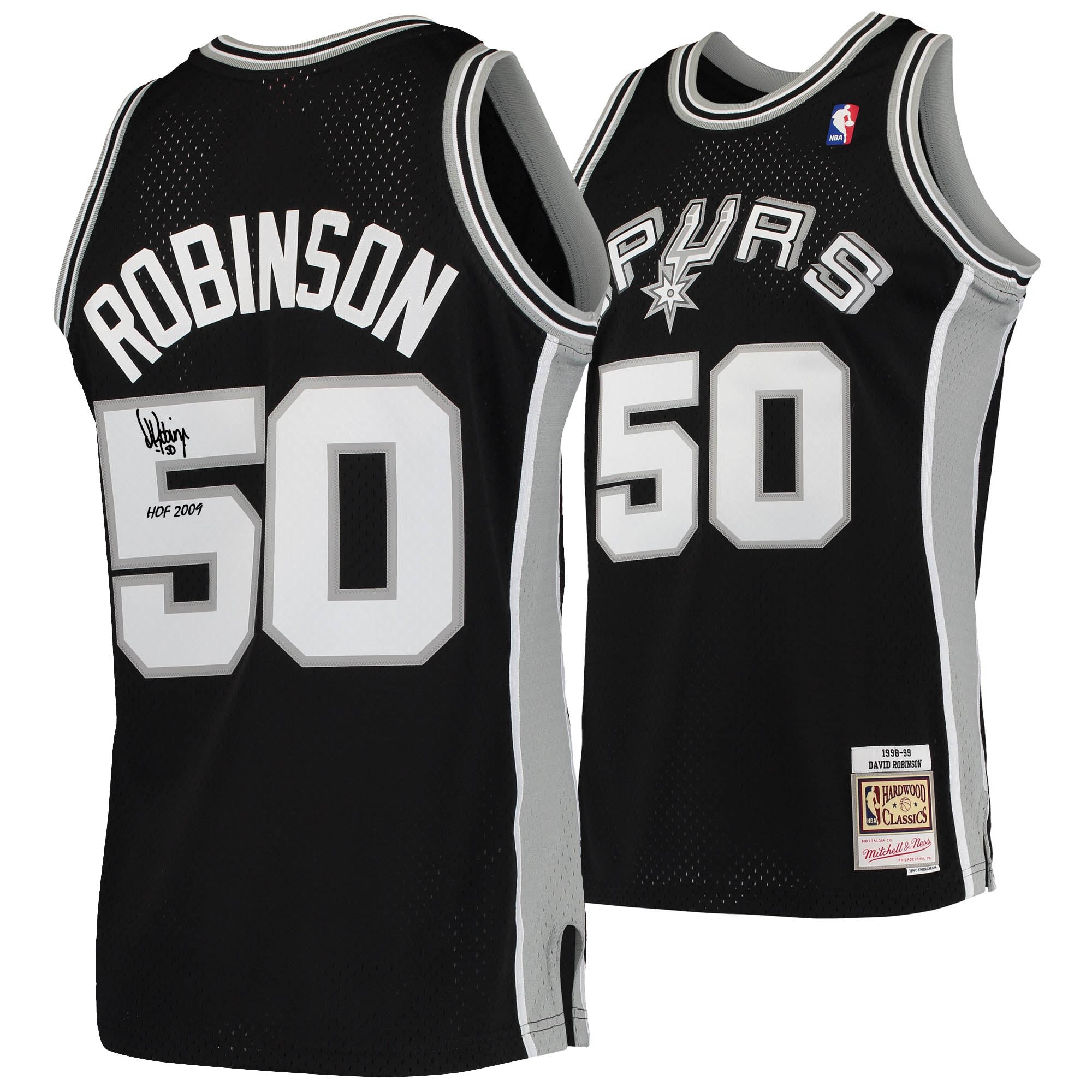 David Robinson San Antonio Spurs Autographed Black 1998 Mitchell & Ness Swingman Jersey with "HOF 09" Inscription