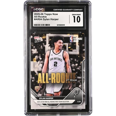 Dylan Harper San Antonio Spurs 2025-26 Topps Now 2025-26 KIA NBA All-Rookie First Team Selection #AR04 CGC Authenticated GEM MINT 10 Rookie Card