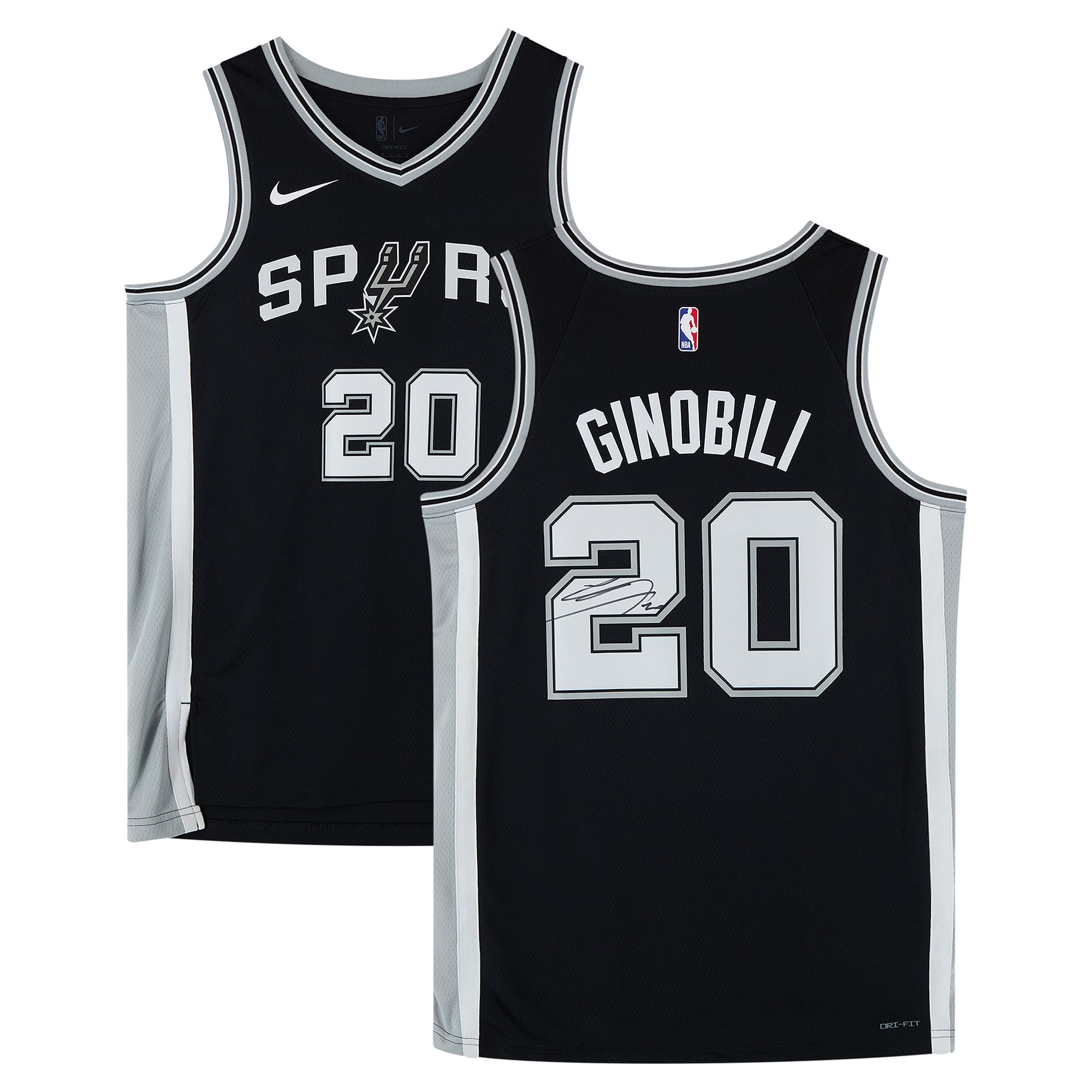 Manu Ginobili San Antonio Spurs Autographed Black Nike Icon Edition Swingman Jersey