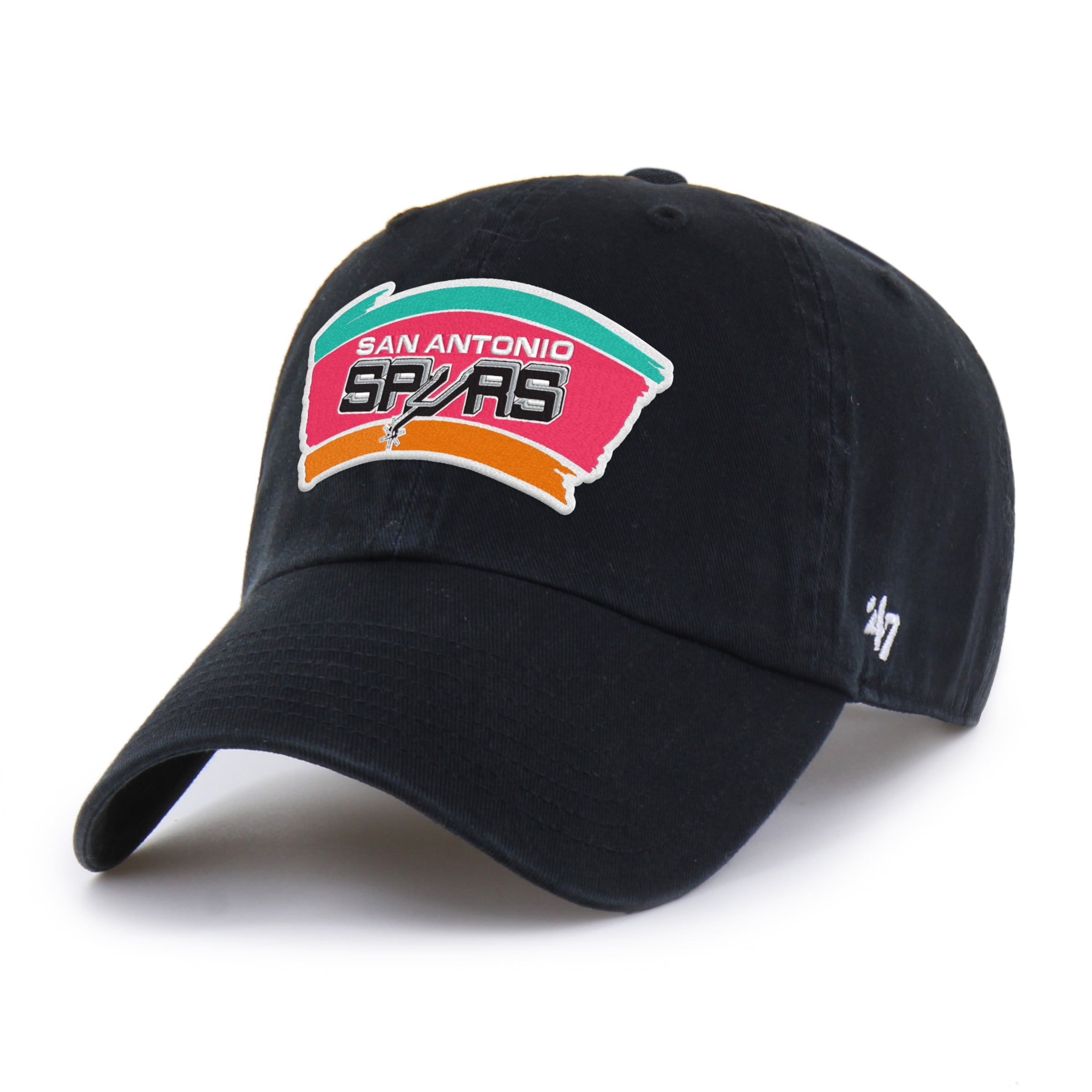Men's '47 Black San Antonio Spurs Hardwood Classics Clean Up Adjustable Hat