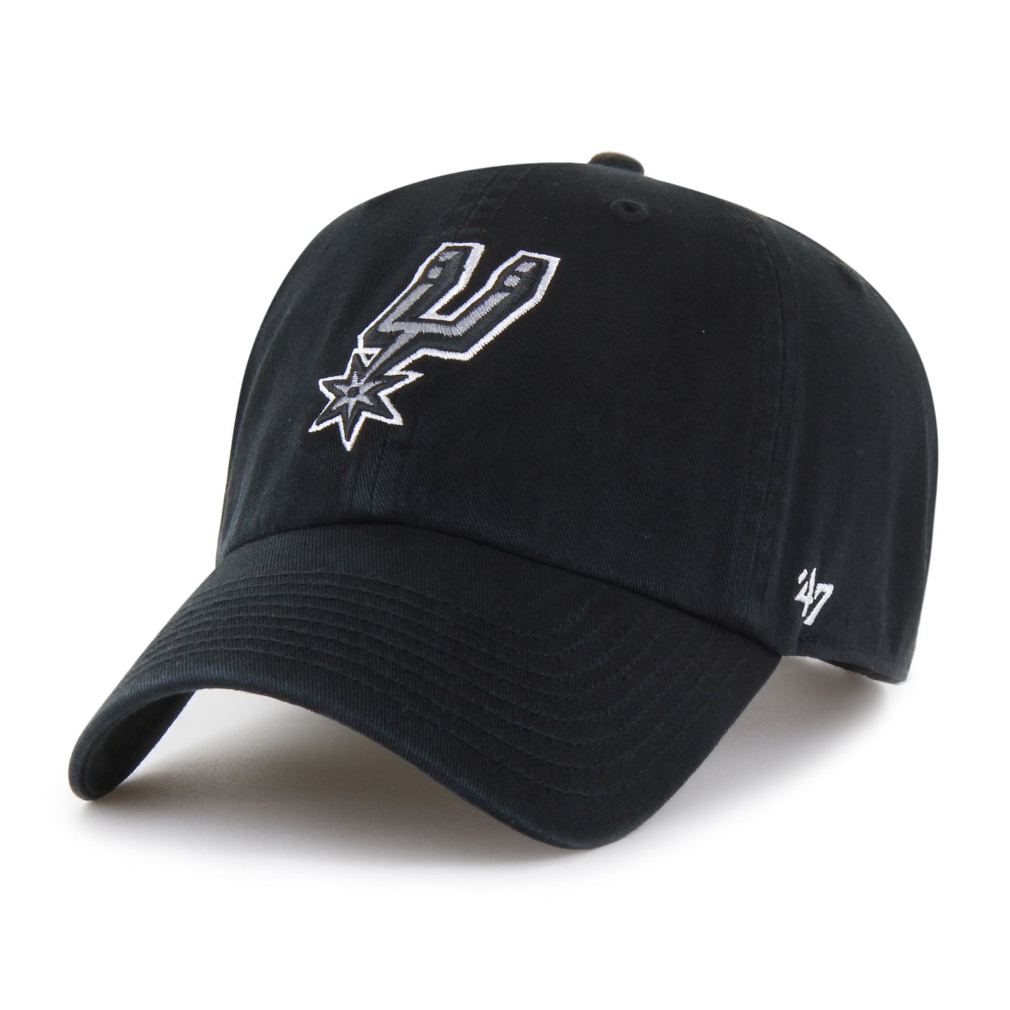 Men's '47 Black San Antonio Spurs Primary Logo Clean Up Adjustable Hat