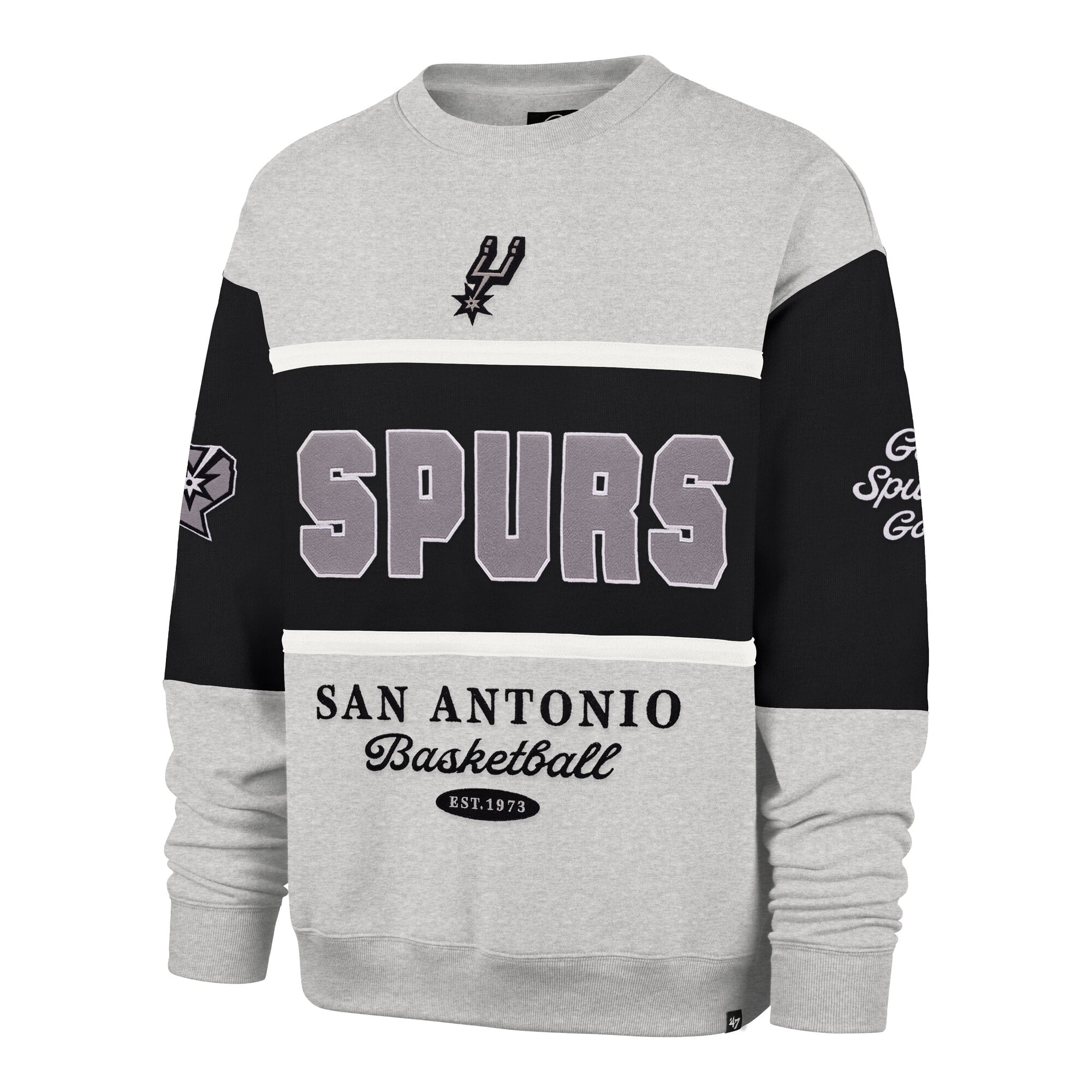 Men's '47 Gray San Antonio Spurs Blockfield Maximalist Sweatshirt