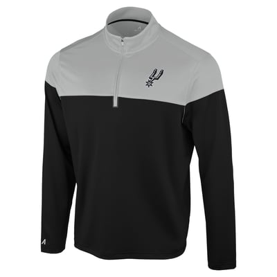 San Antonio Spurs Antigua Hinder Quarter-Zip Pullover - Black/Gray