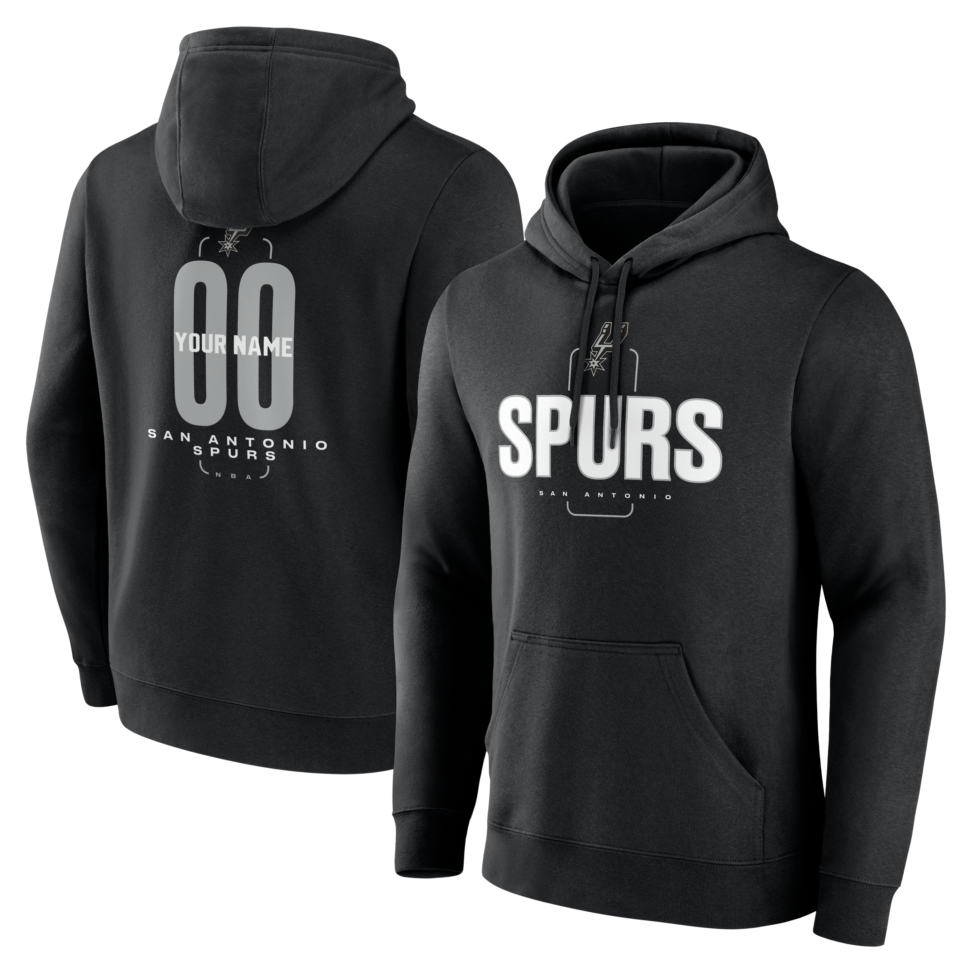 Men's Black San Antonio Spurs Center Court Personalized Name & Number Hoodie