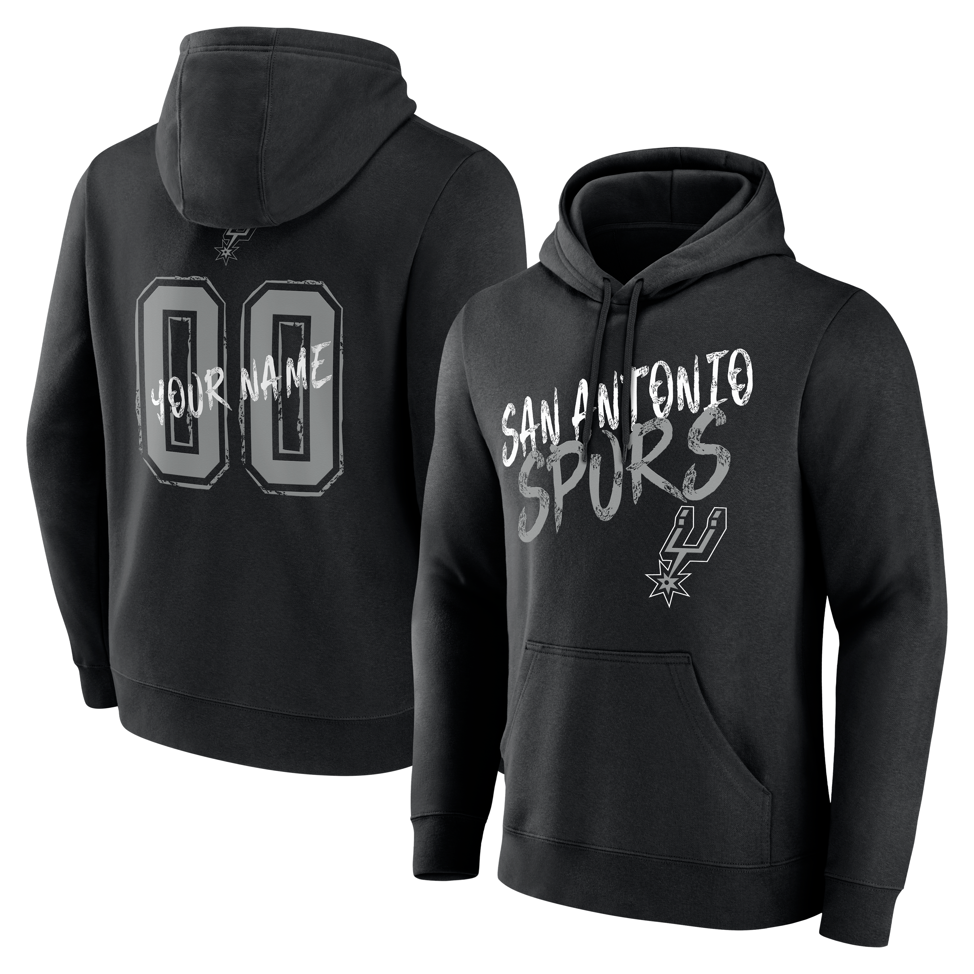 Men's Black San Antonio Spurs Hustle Personalized Name & Number Hoodie