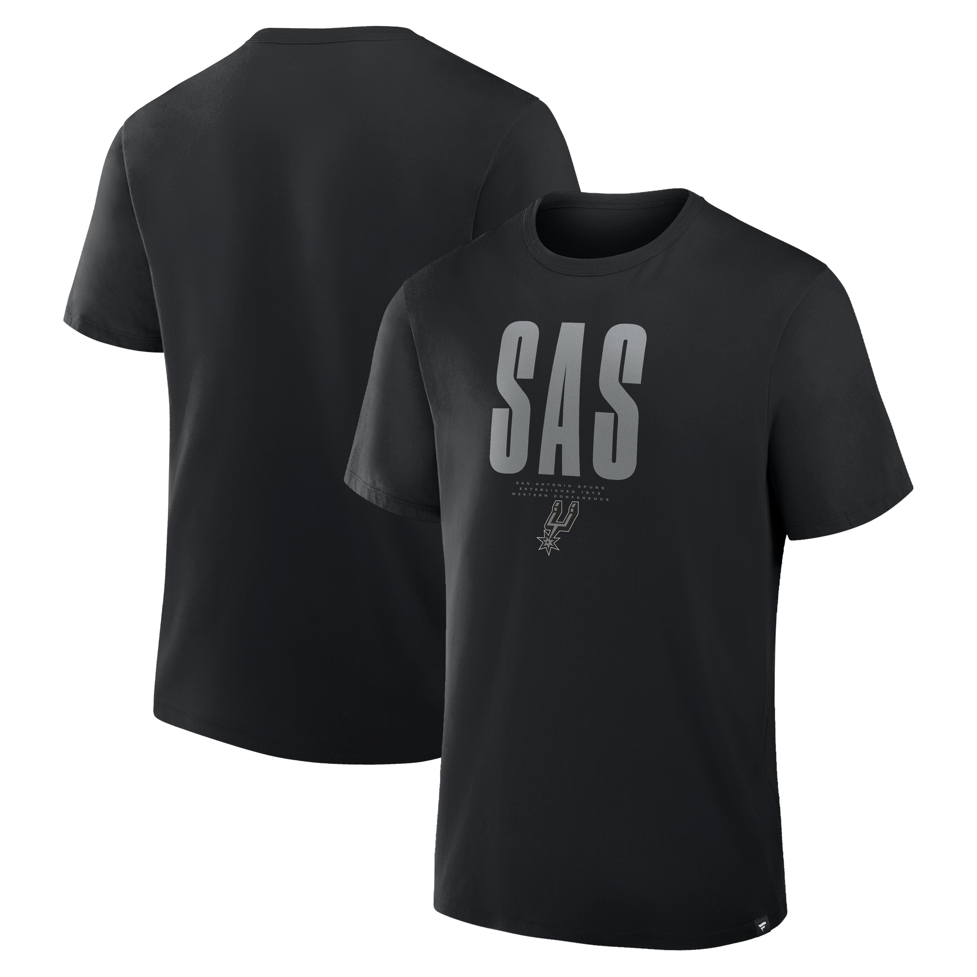 T-shirt Fanatics Black San Antonio Spurs pour homme, en parfait état.