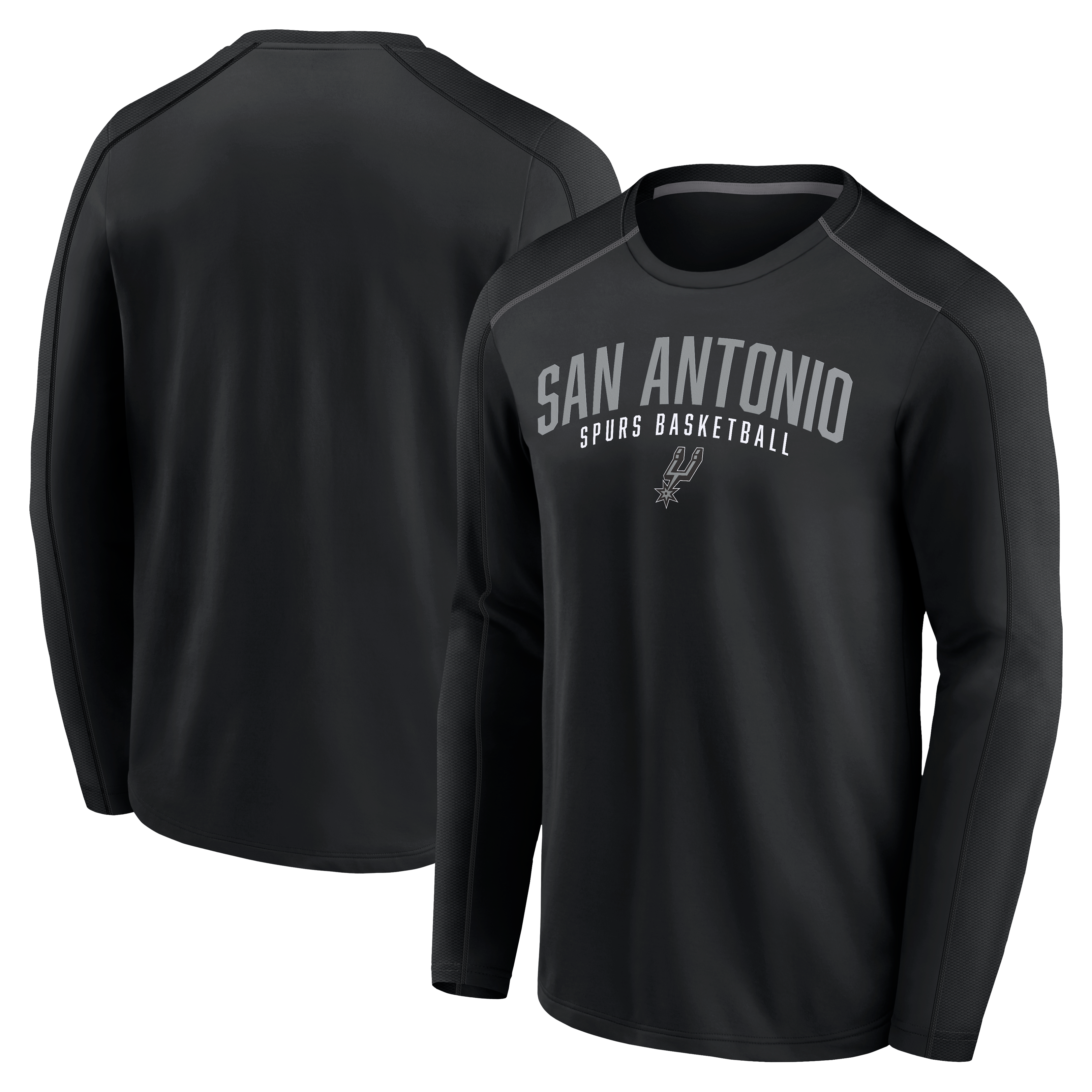 Men's Fanatics Black San Antonio Spurs Shooters Roll Fundamentals Raglan Long Sleeve T-Shirt