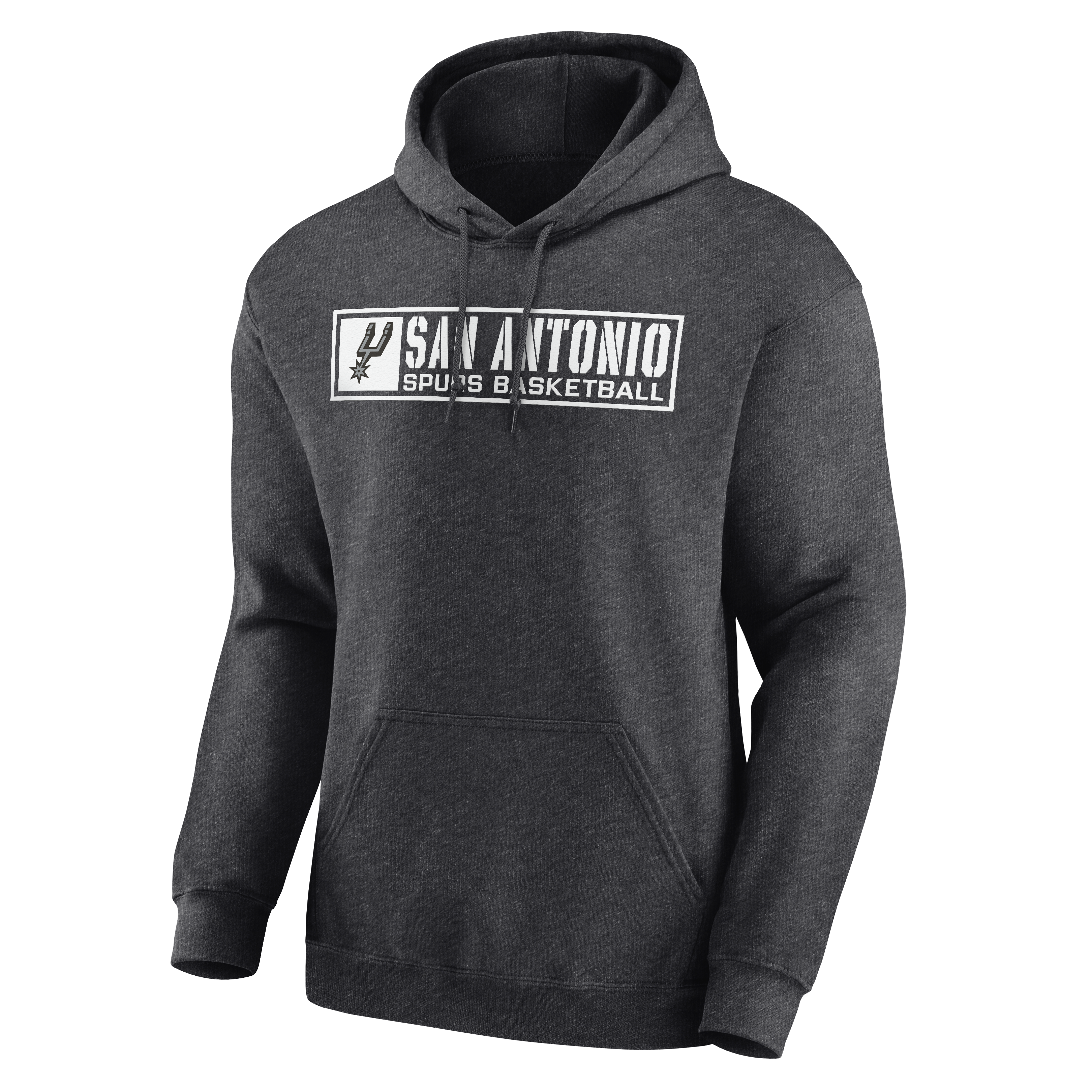 Men's Fanatics  Heather Charcoal San Antonio Spurs Wordmark Logo Fleece Hoodie
