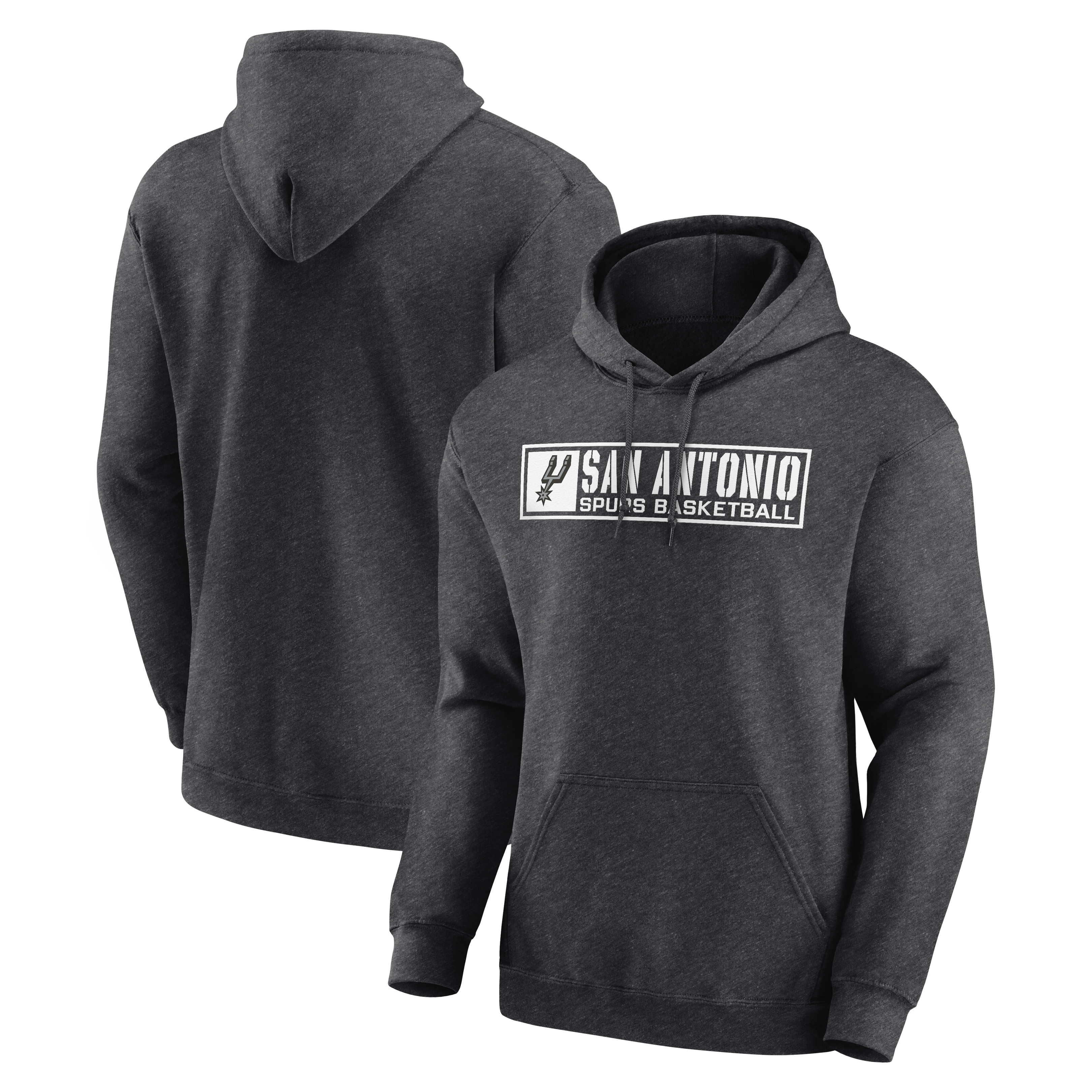Men's Fanatics Heather Charcoal San Antonio Spurs Wordmark Logo Fleece Hoodie