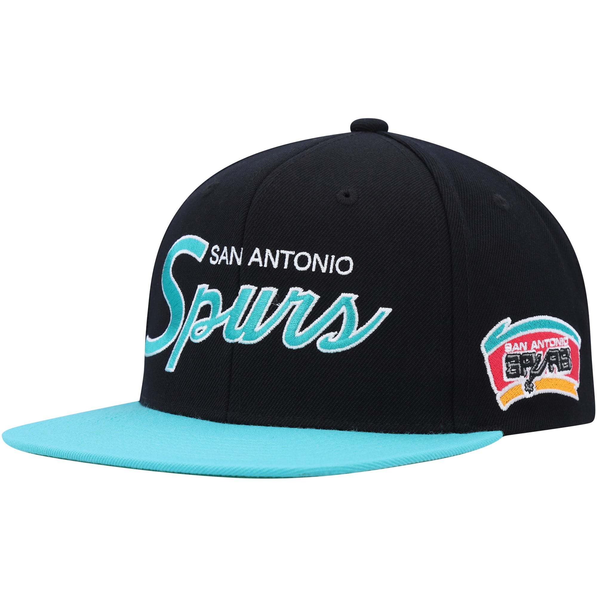 Casquette pour homme Mitchell & Ness San Antonio Spurs Hardwood Classics MVP Team Script 2.0 Snapback noire