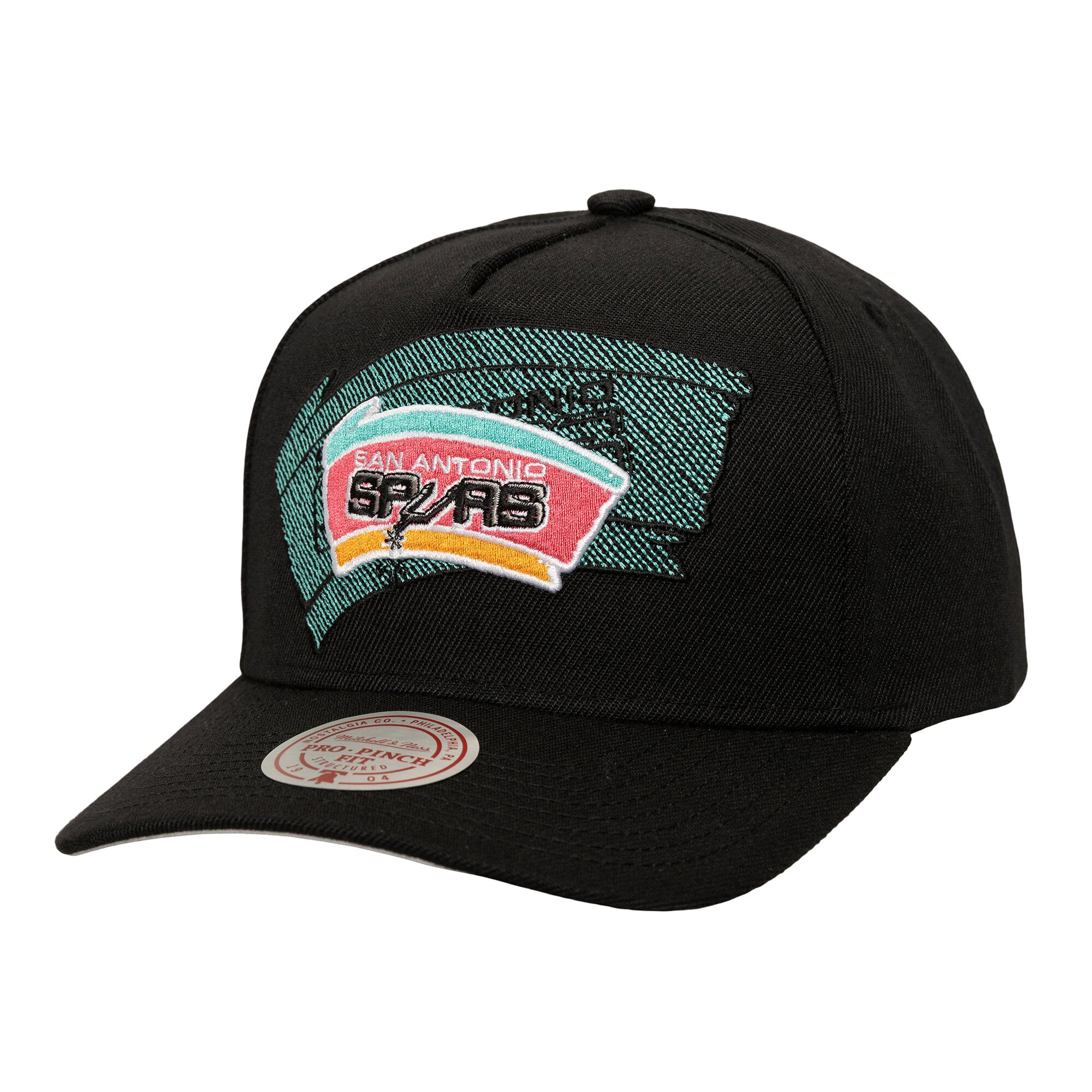 Casquette ajustable Mitchell & Ness noire San Antonio Spurs Tilted Pro Pinch pour homme